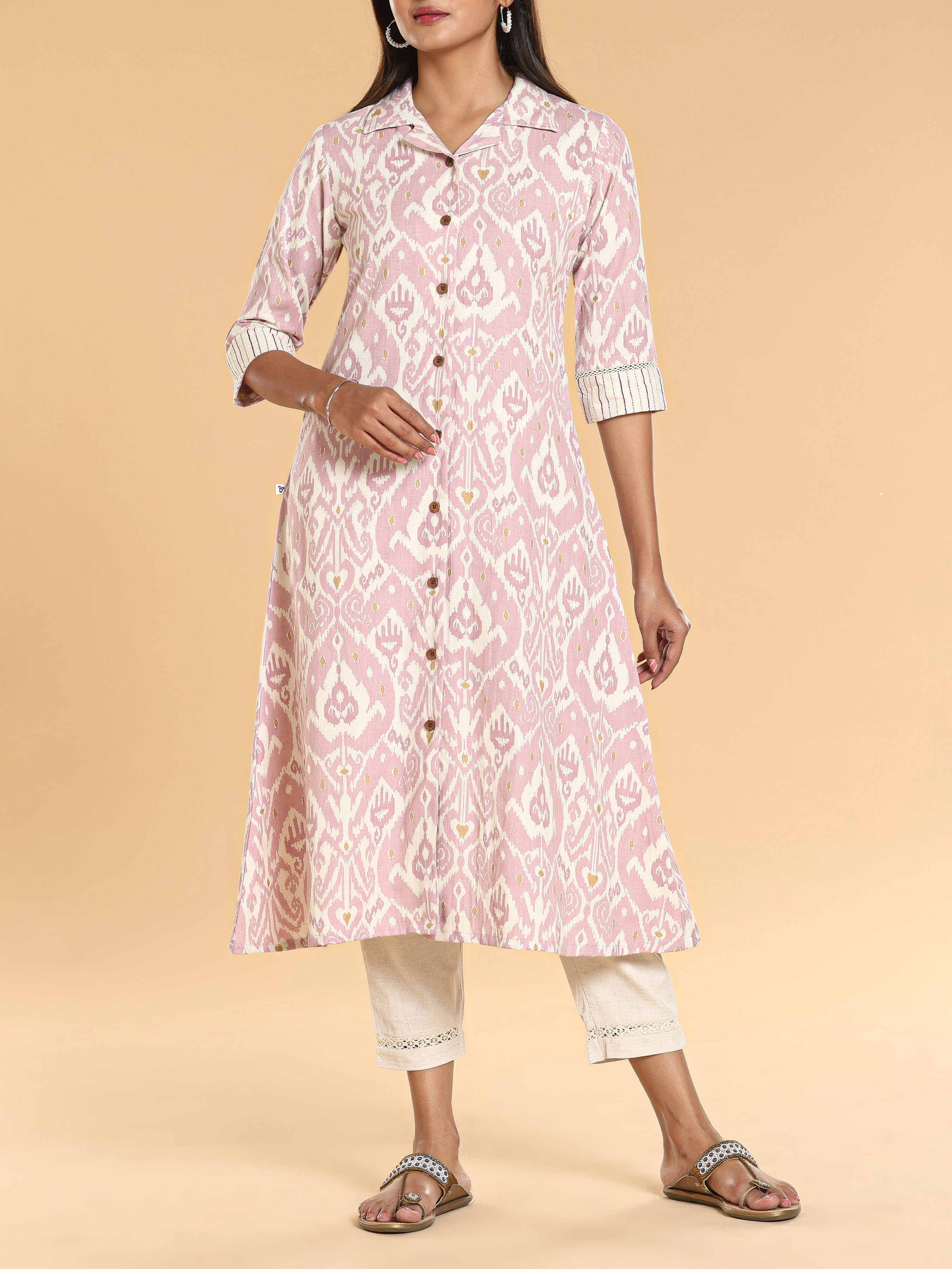 Multi Colour Cotton Flax Printed Kurti
