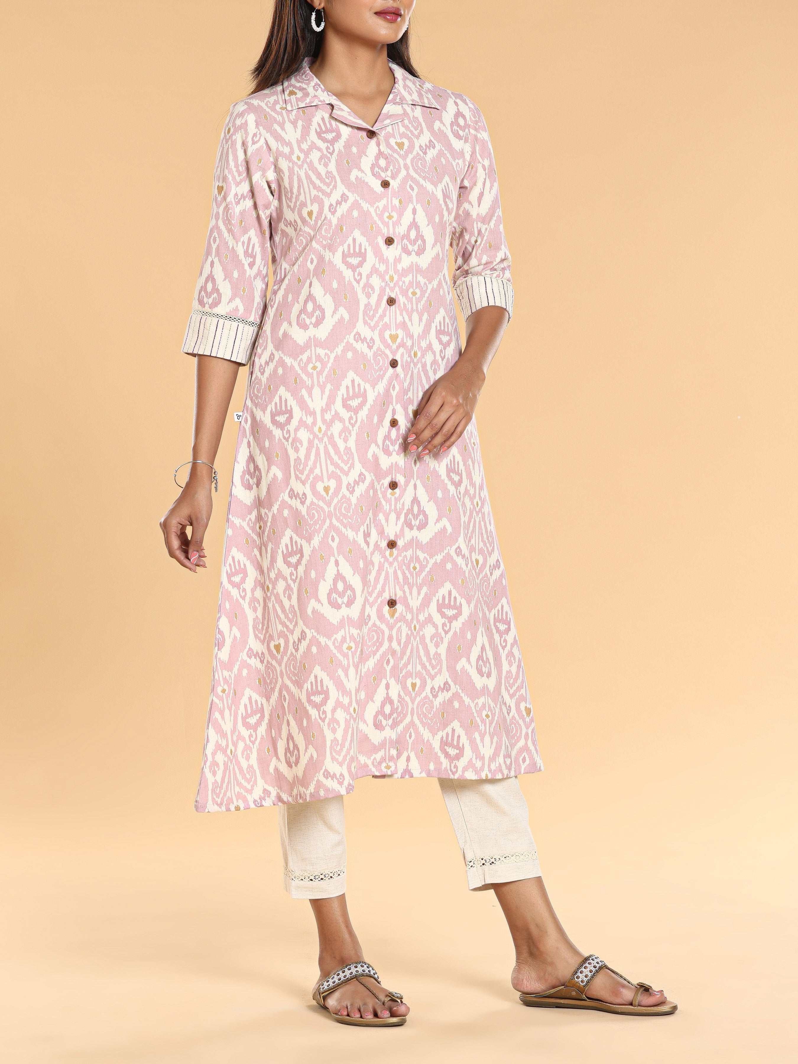Multi Colour Cotton Flax Printed Kurti