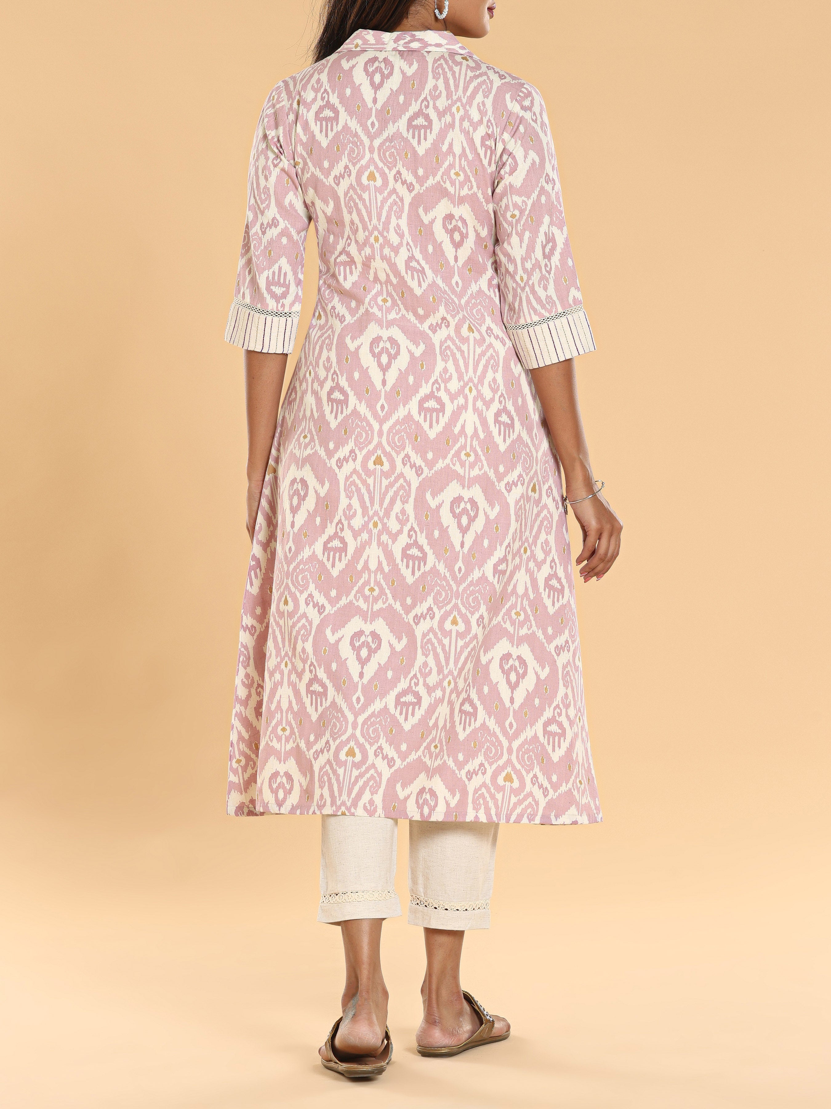 Multi Colour Cotton Flax Printed Kurti