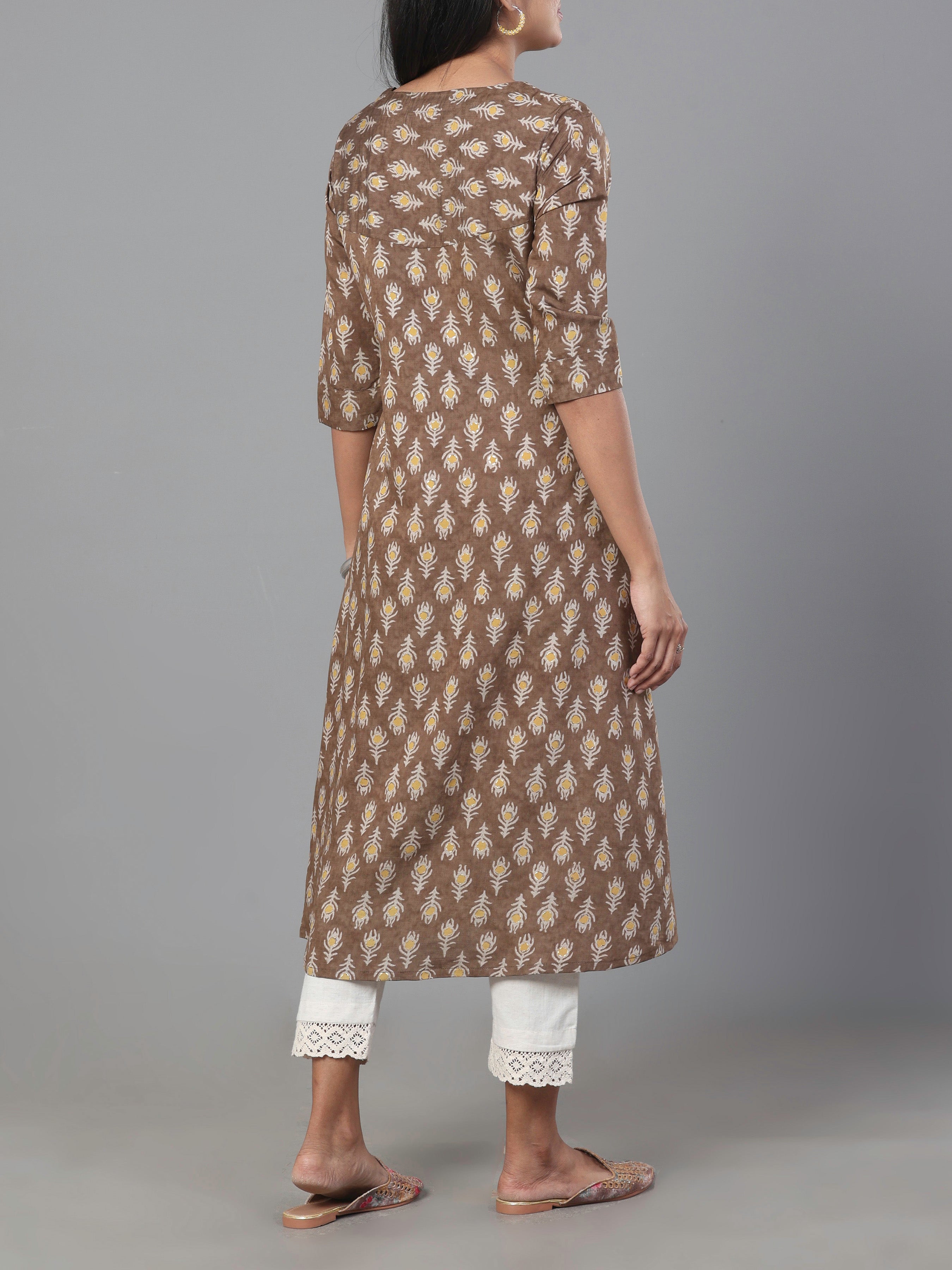 Multi Color Modal Chanderi Printed Kurti With Embroidery