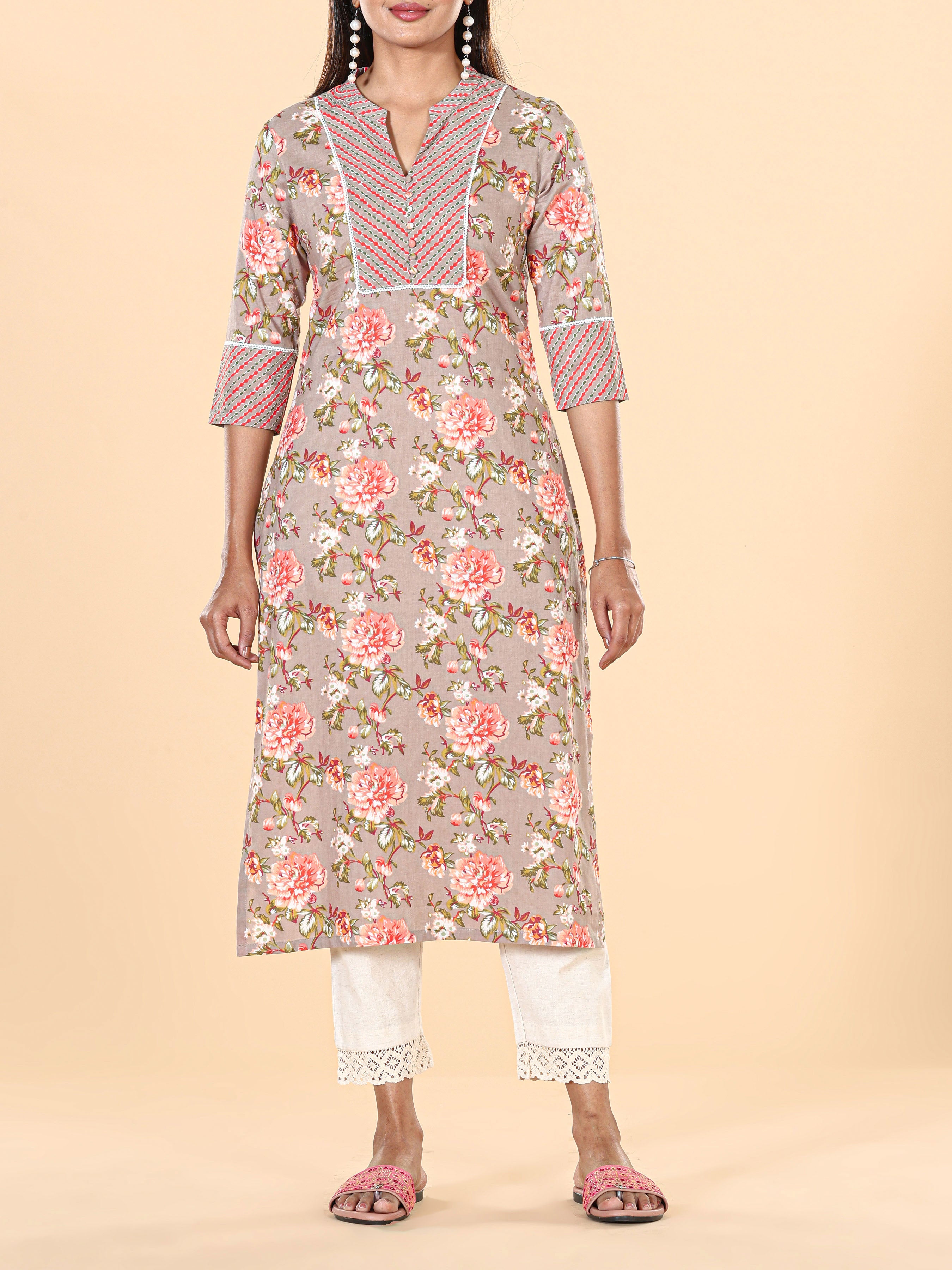 Multi Colour Pure Cotton Kurti With Print