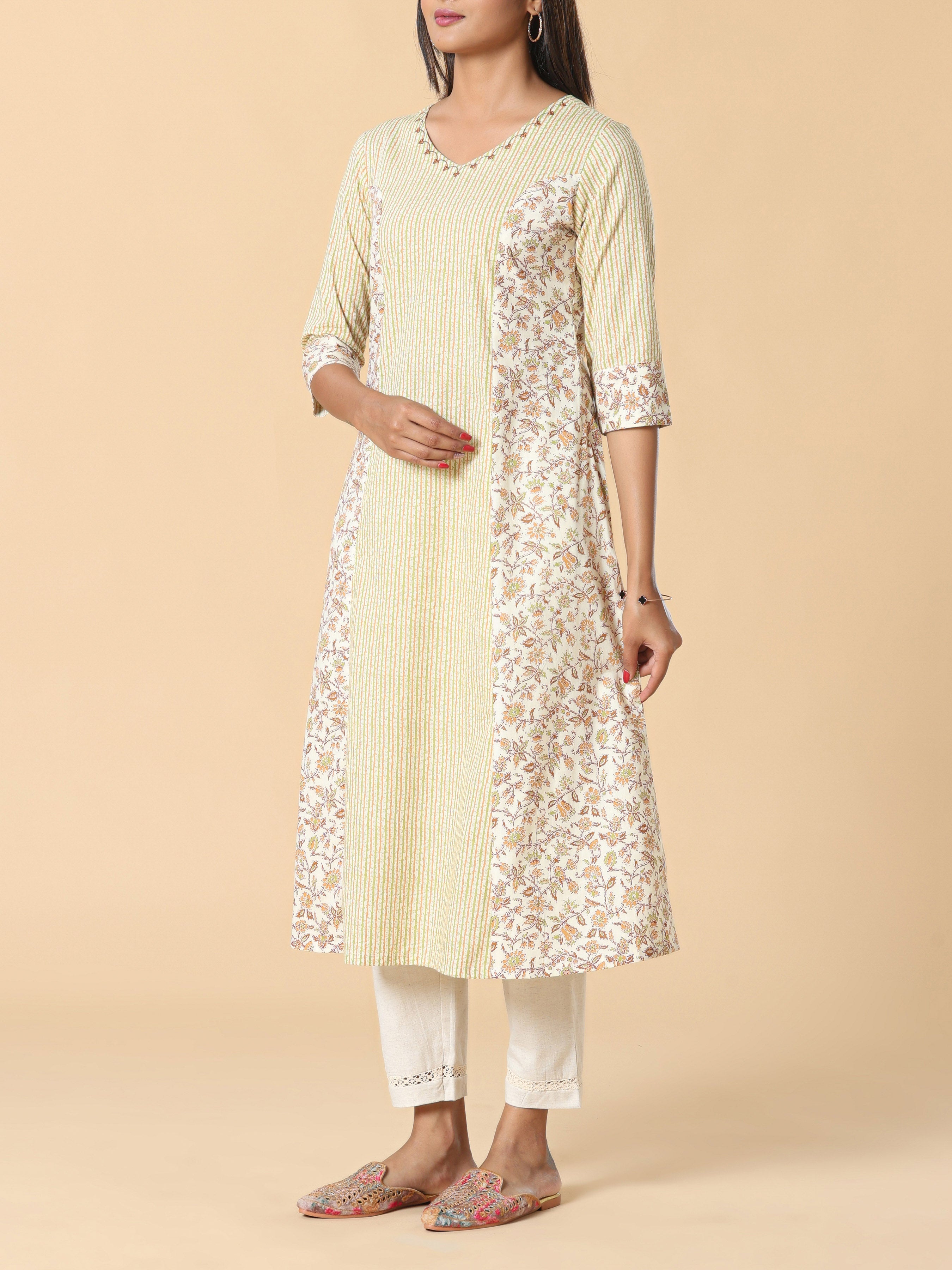 Multi Colour Pure Cotton Kurti With Print