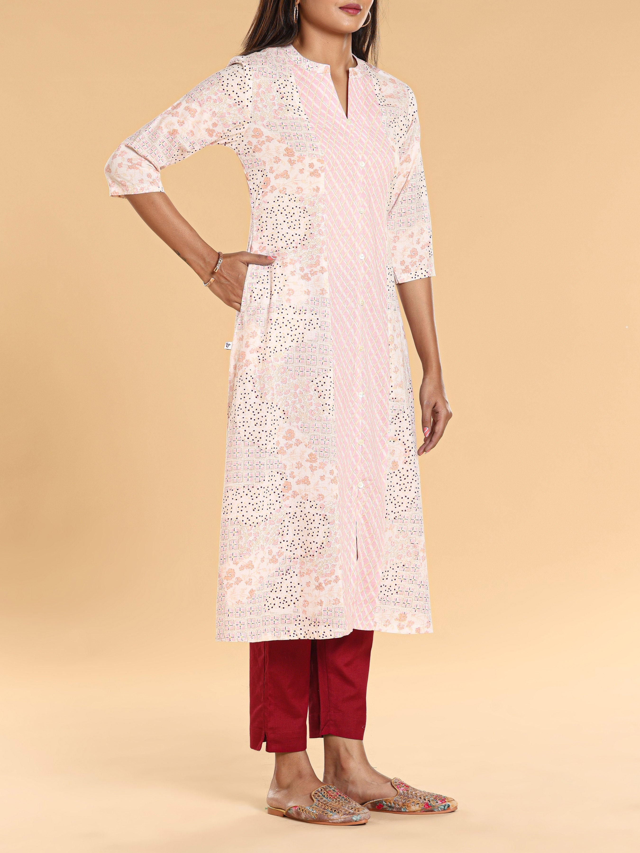 Multi Colour Pure Cotton Kurti With Print