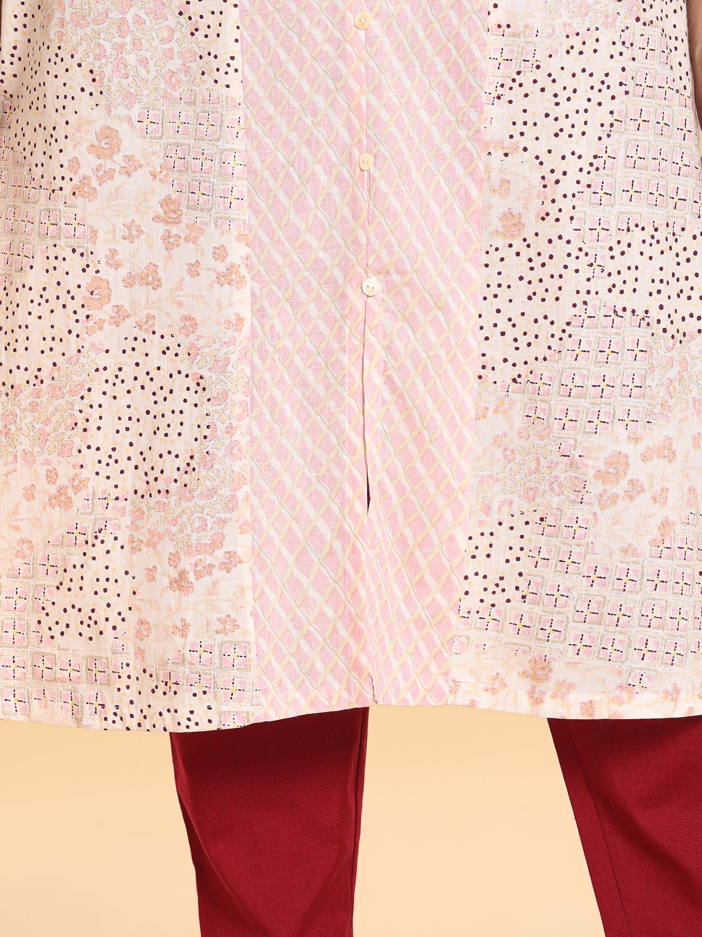 Multi Colour Pure Cotton Kurti With Print