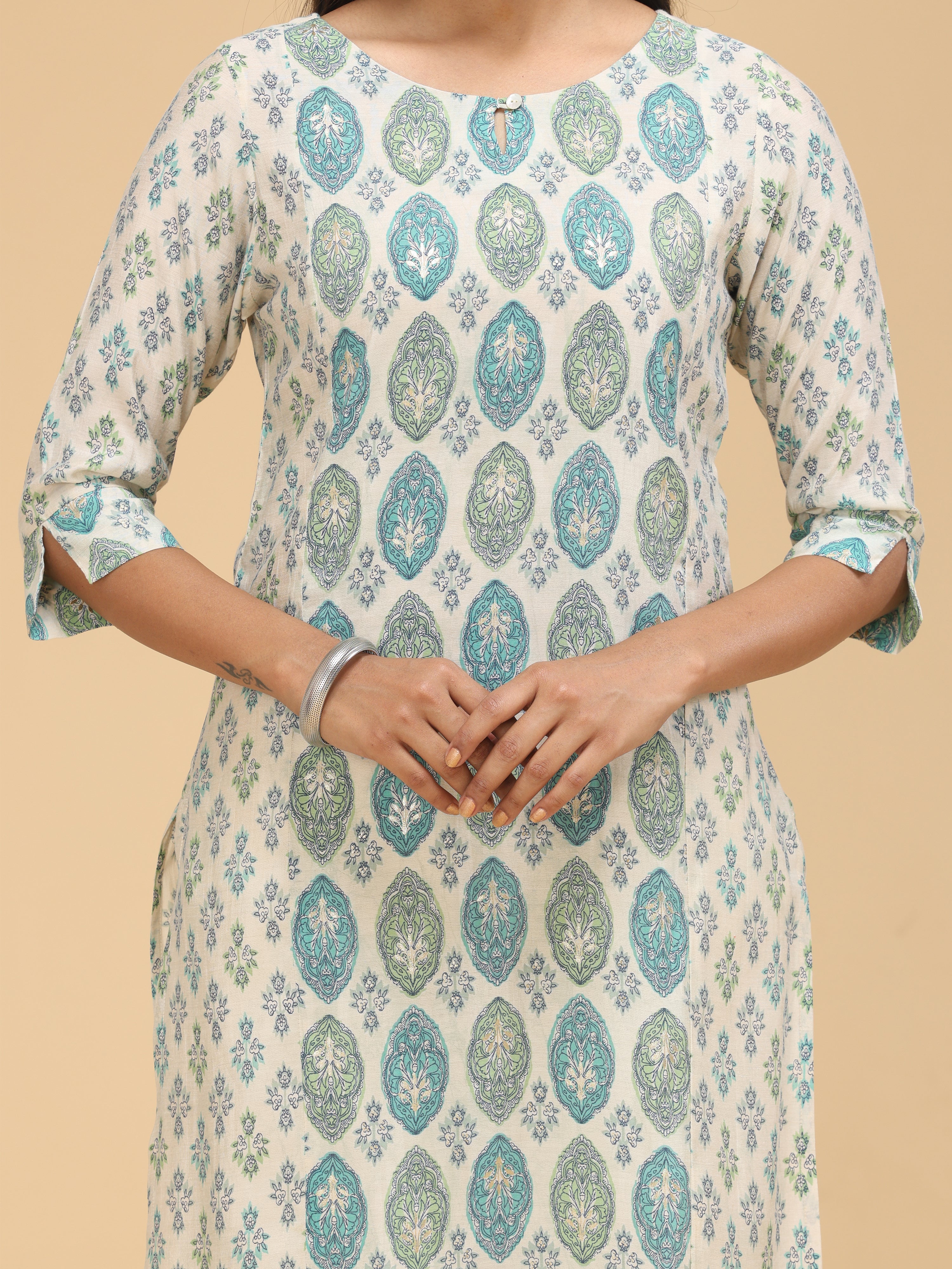 Multi Color Modal Chanderi Kurti With Print
