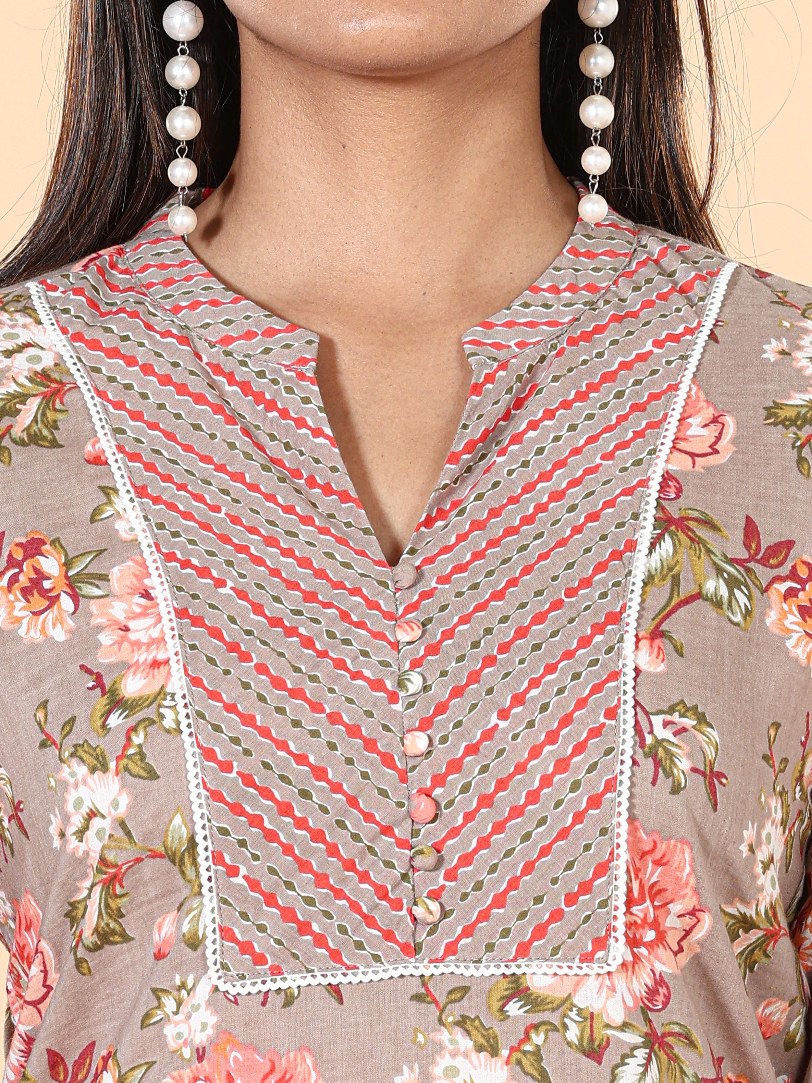 Multi Colour Pure Cotton Kurti With Print