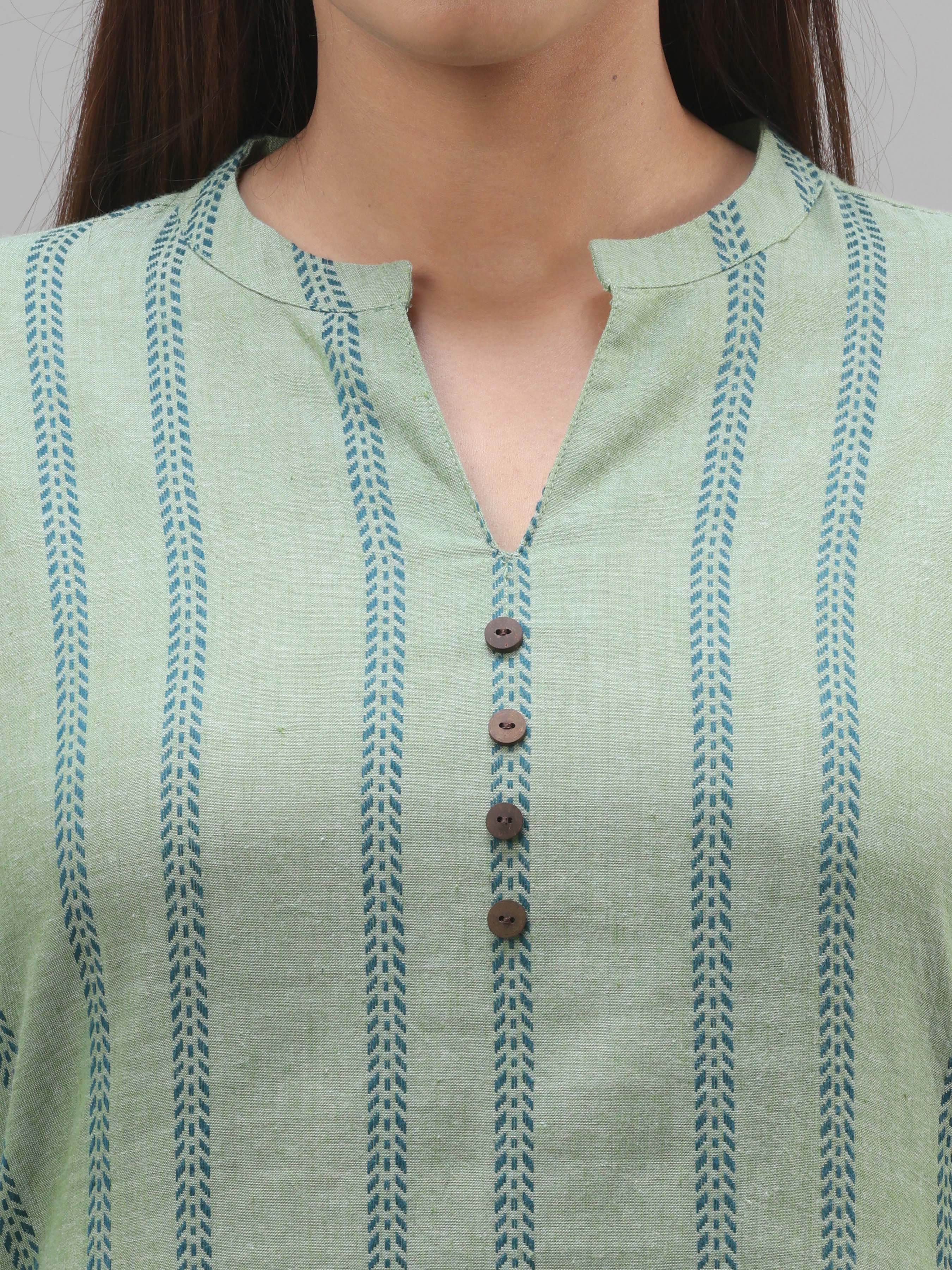 Sage Green Cotton Dobby Plain Kurti