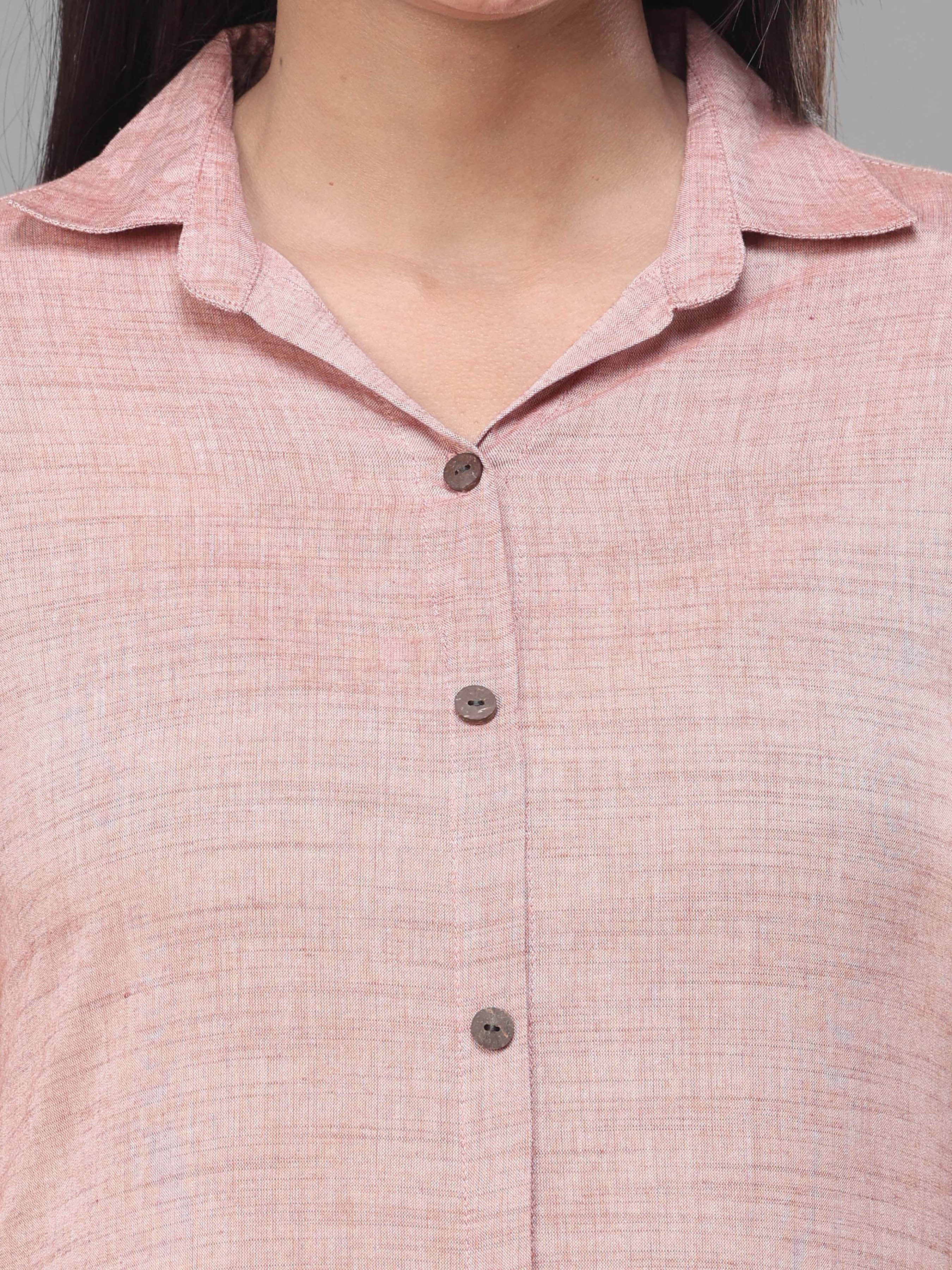 Onion Pink Viscose Cotton Kurti With Embroidery