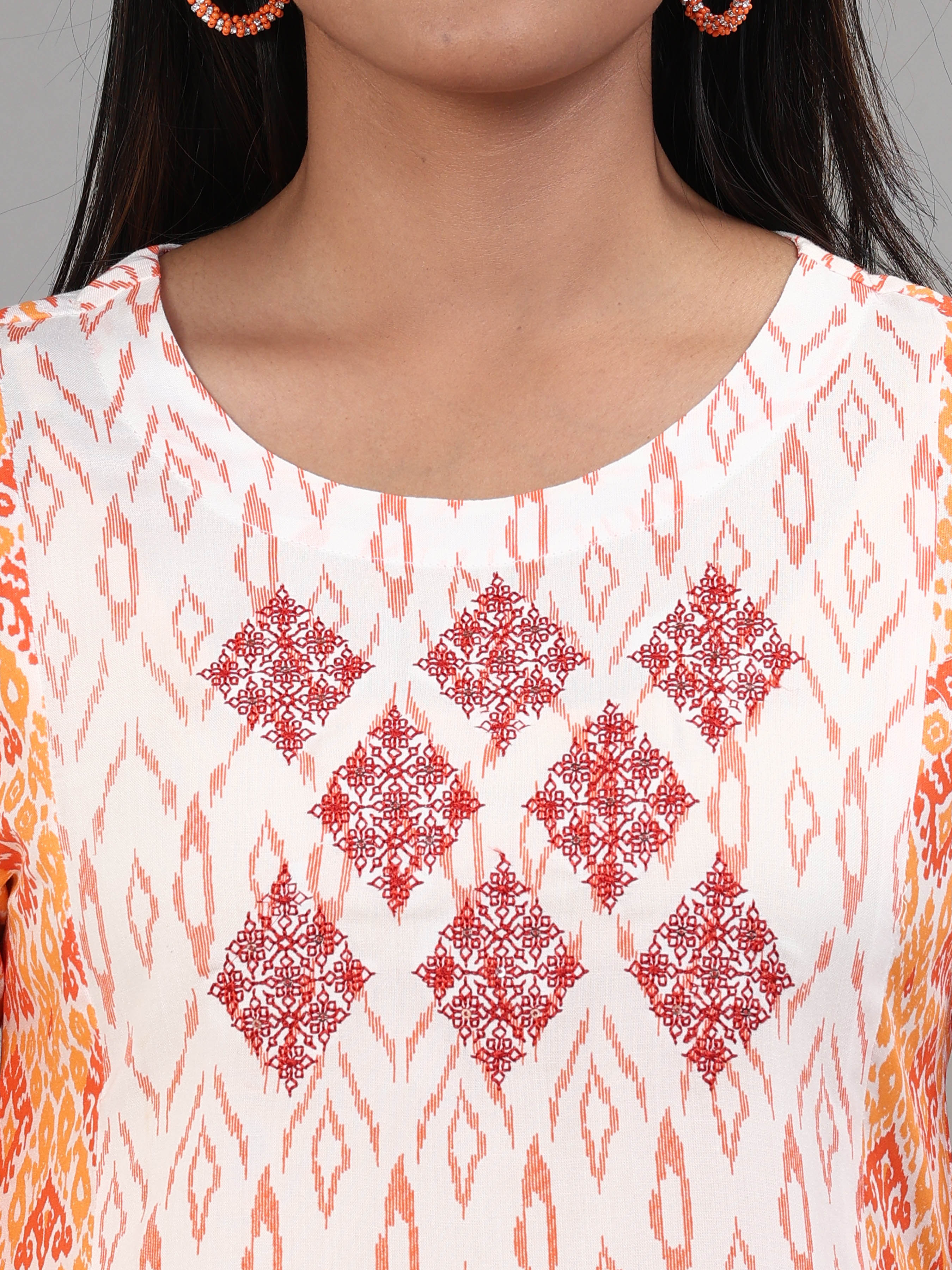 Multi Colour Viscose Printed Kurti With Embroidery