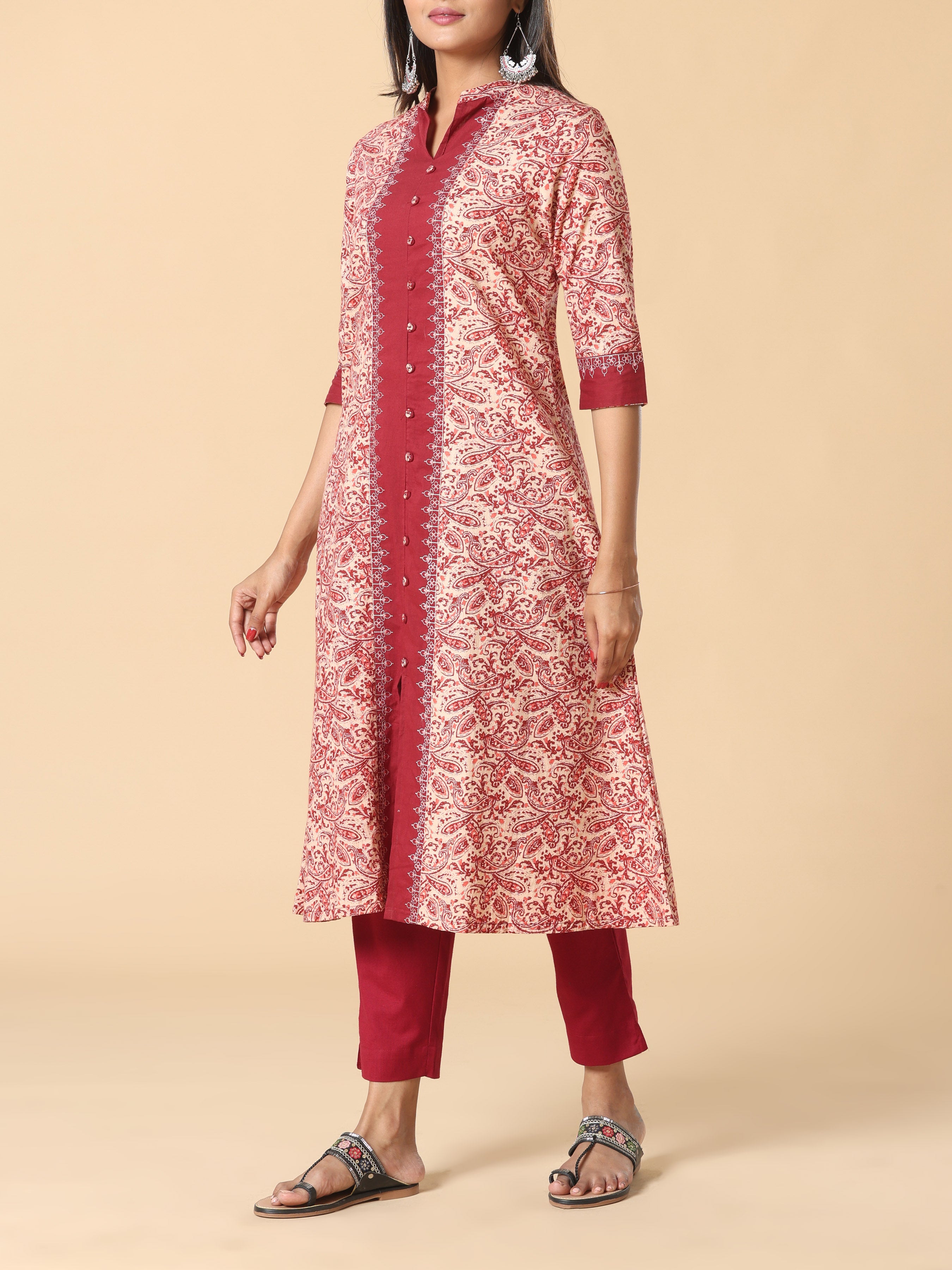 Multi Colour Cotton Printed Kurti With Embroidery