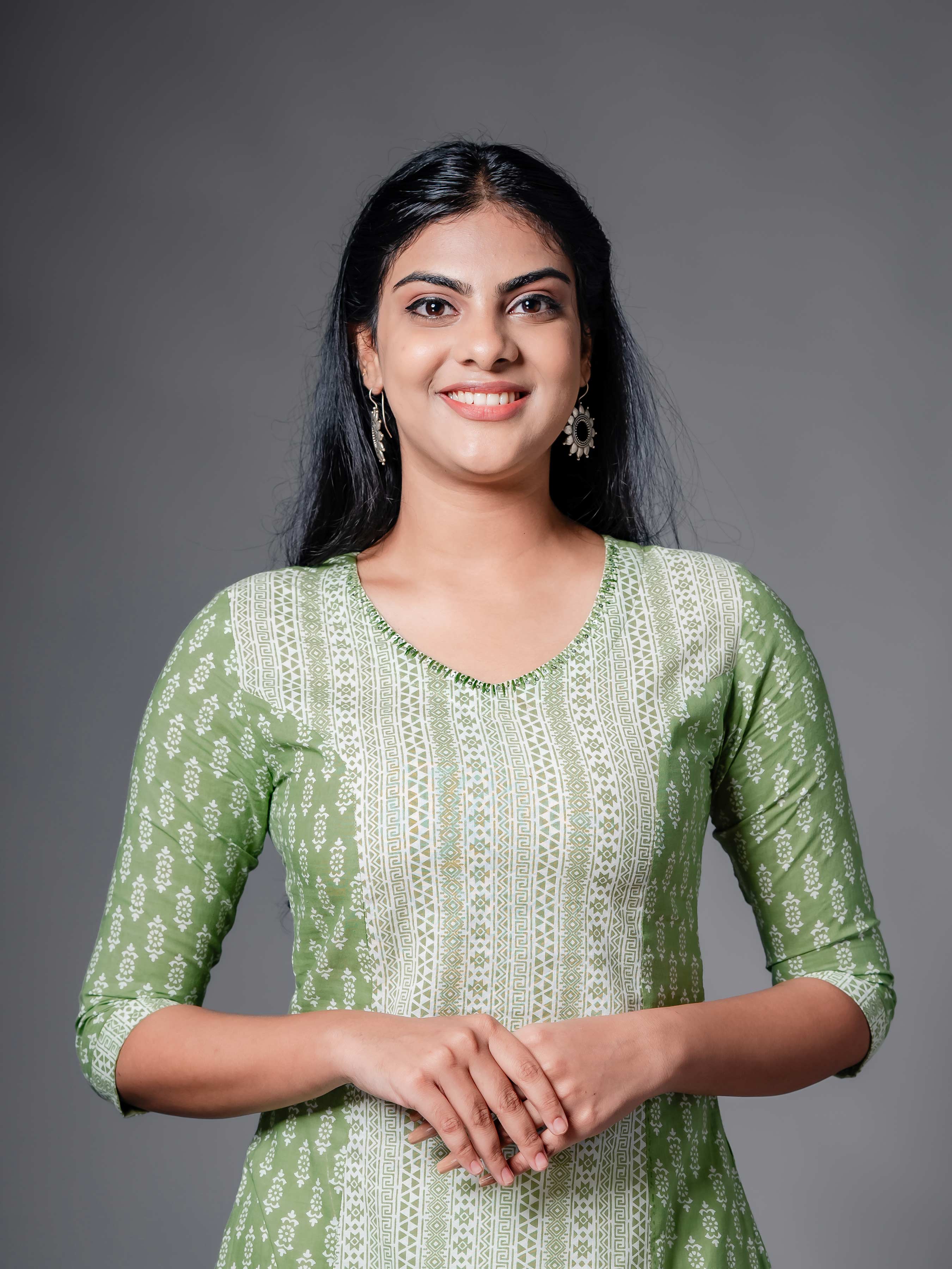 Light Green Pure Cotton Kurti With Print