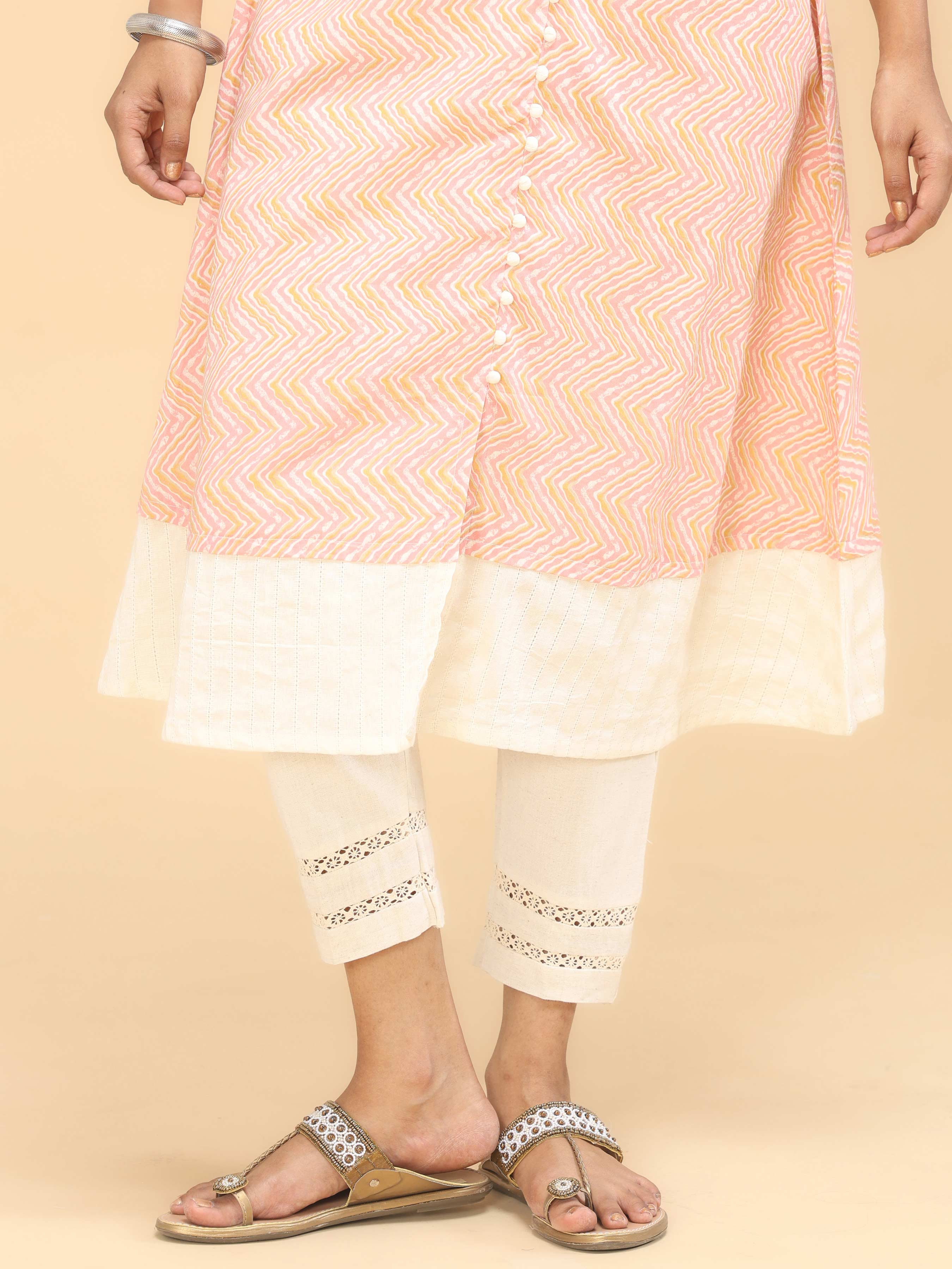 Pink Pure Cotton Kurti With Sequins Work