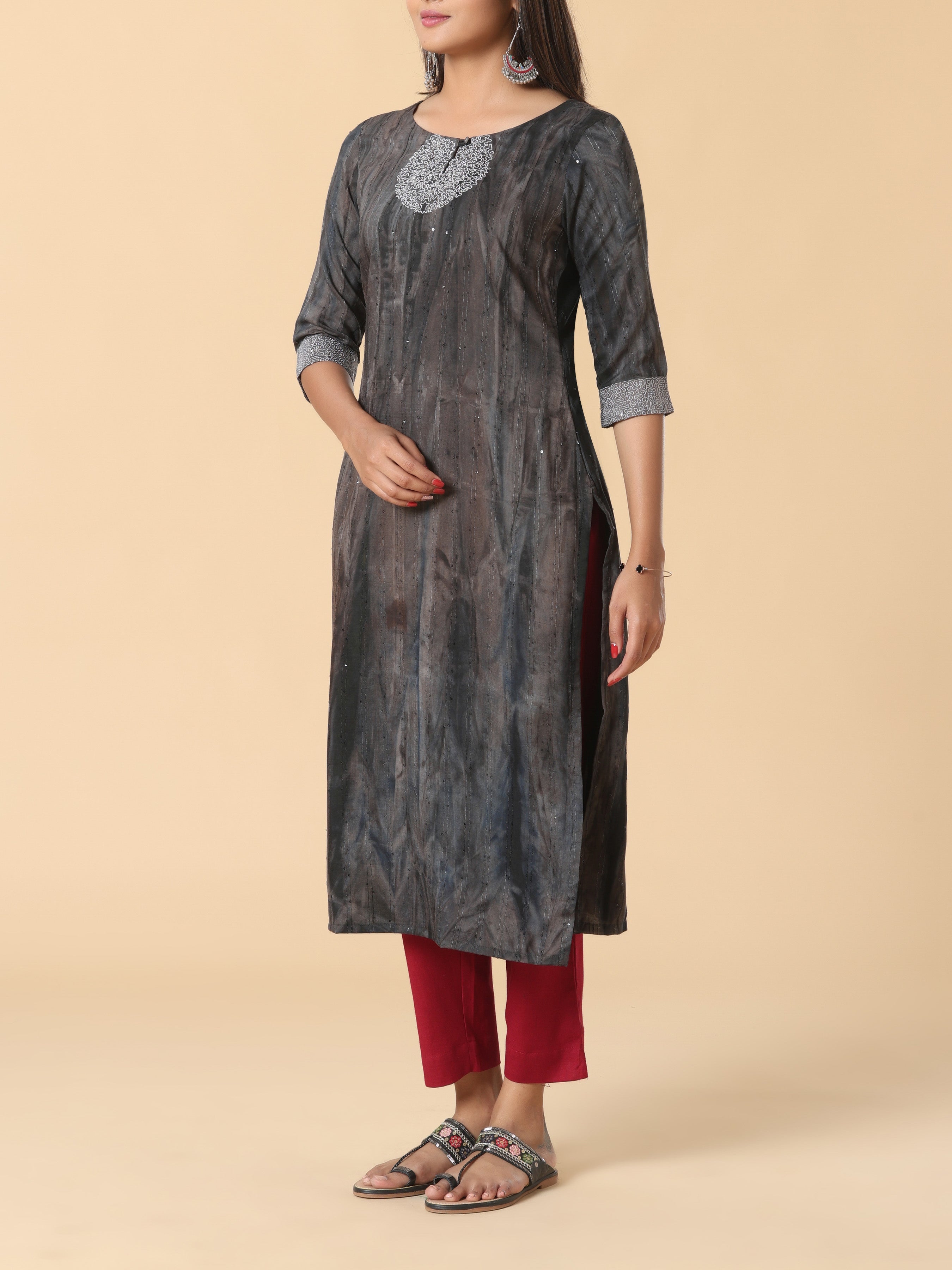 Black Viscose Kurti With Embroidery
