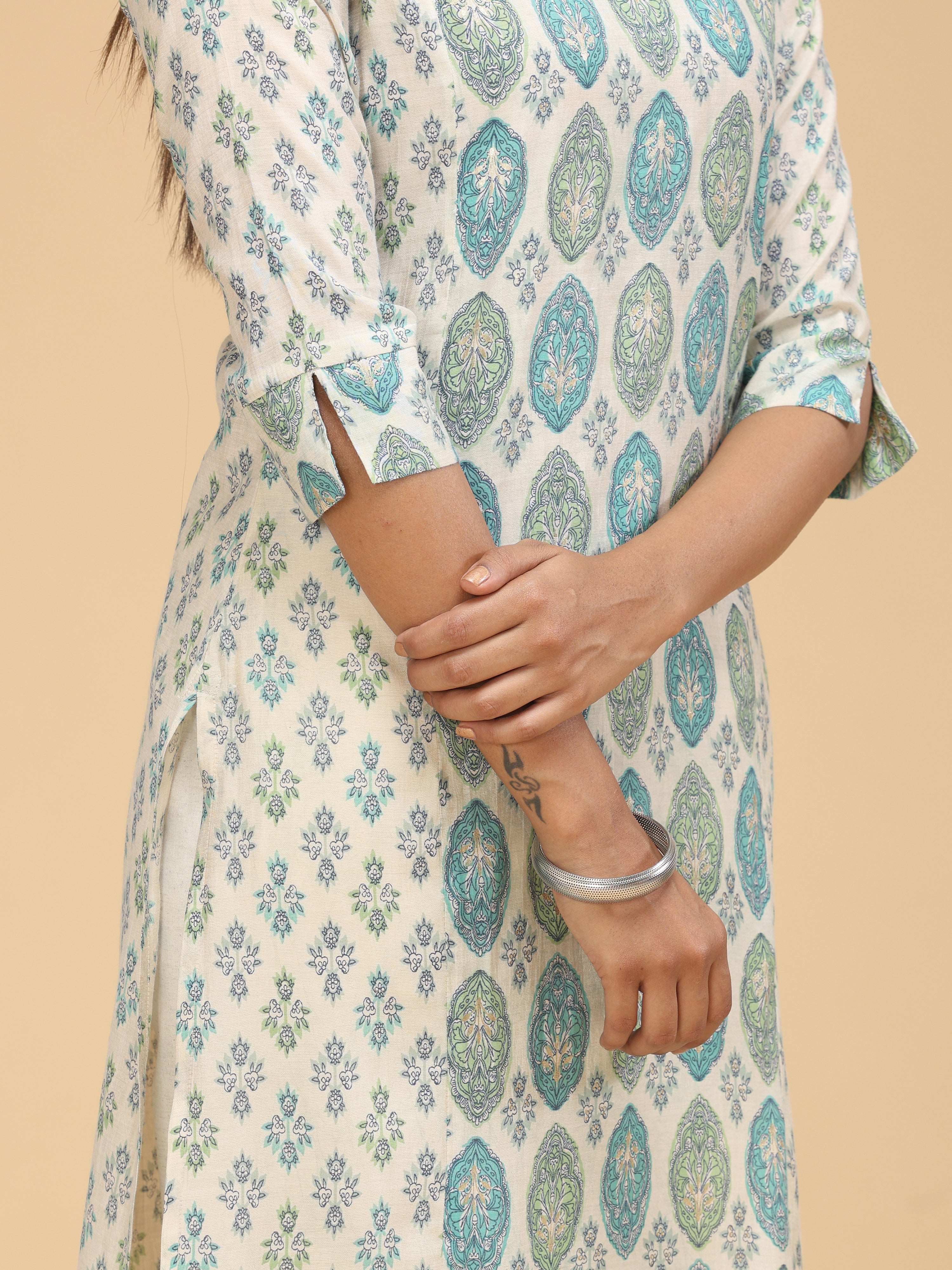 Multi Color Modal Chanderi Kurti With Print