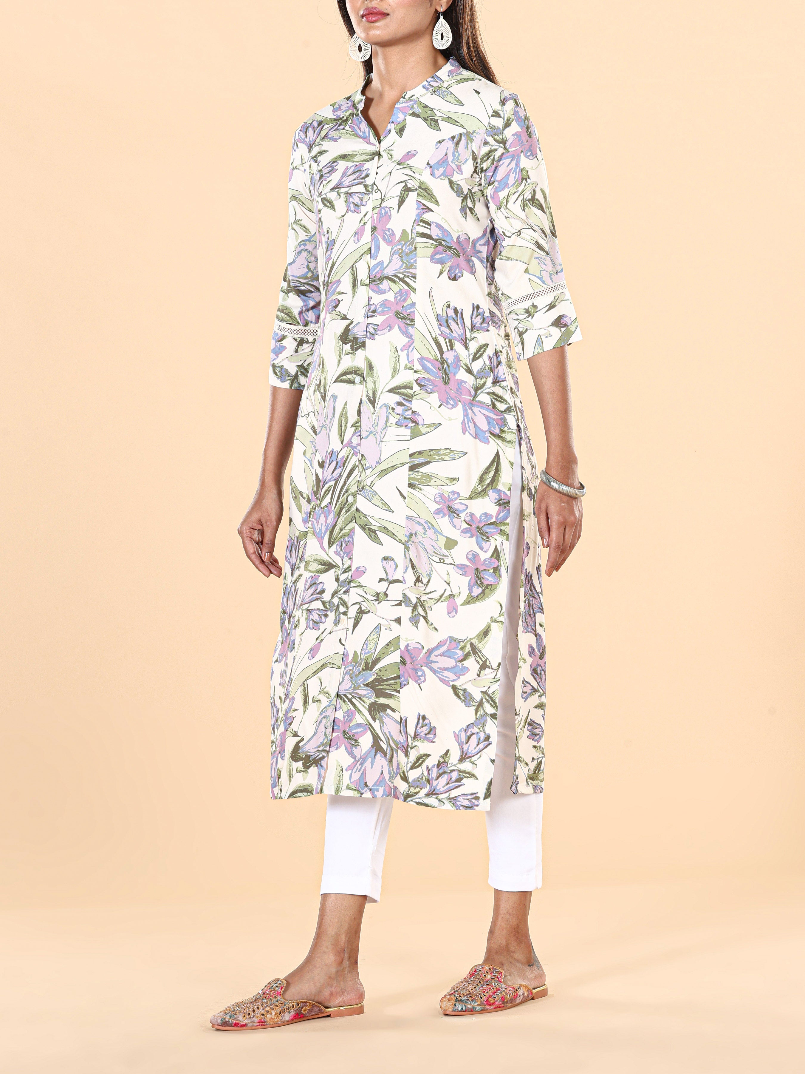 Multi-Colour Viscose Printed Kurti With Princess Cut