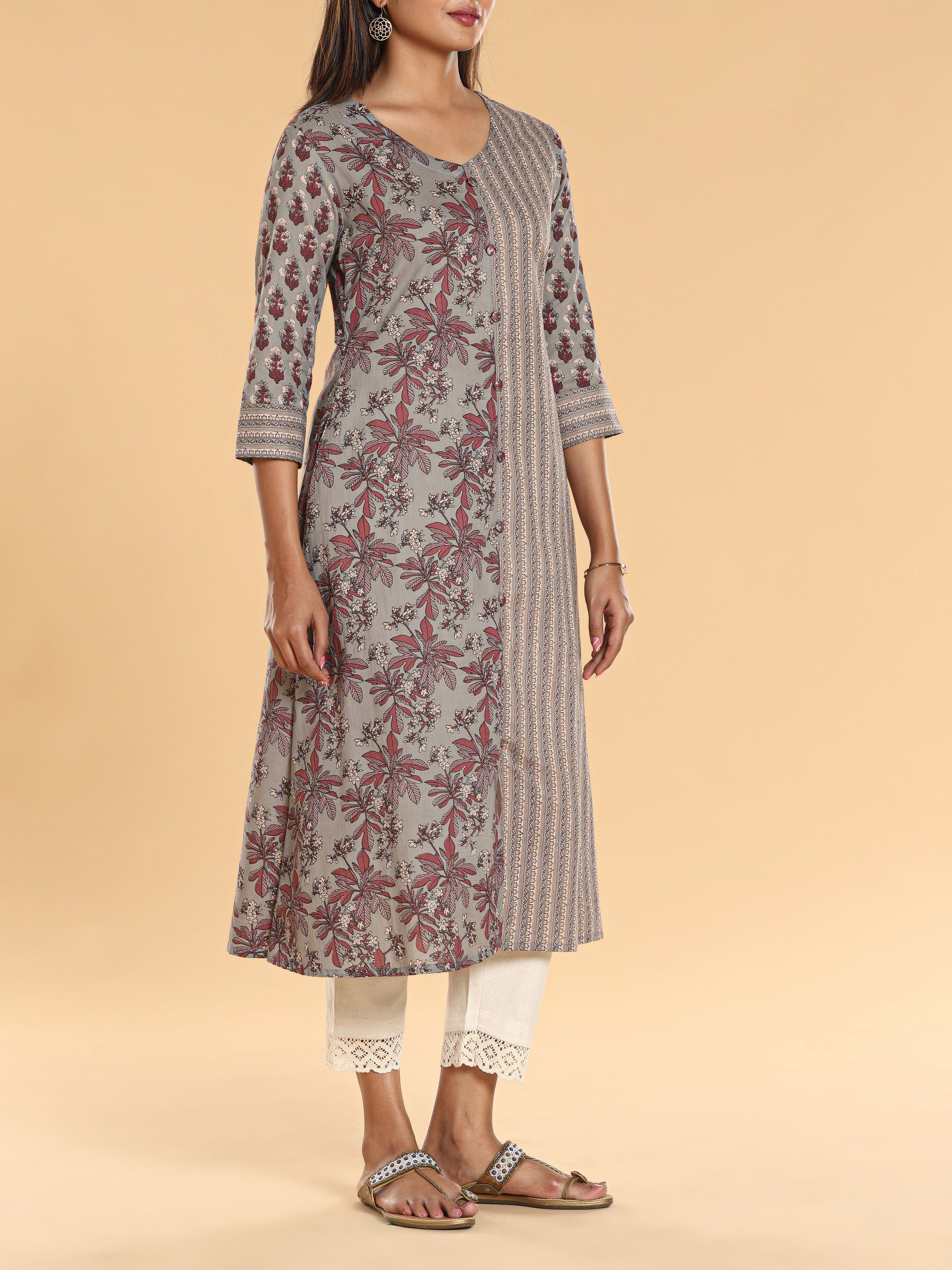 Multi Colour Pure Cotton Kurti With Print
