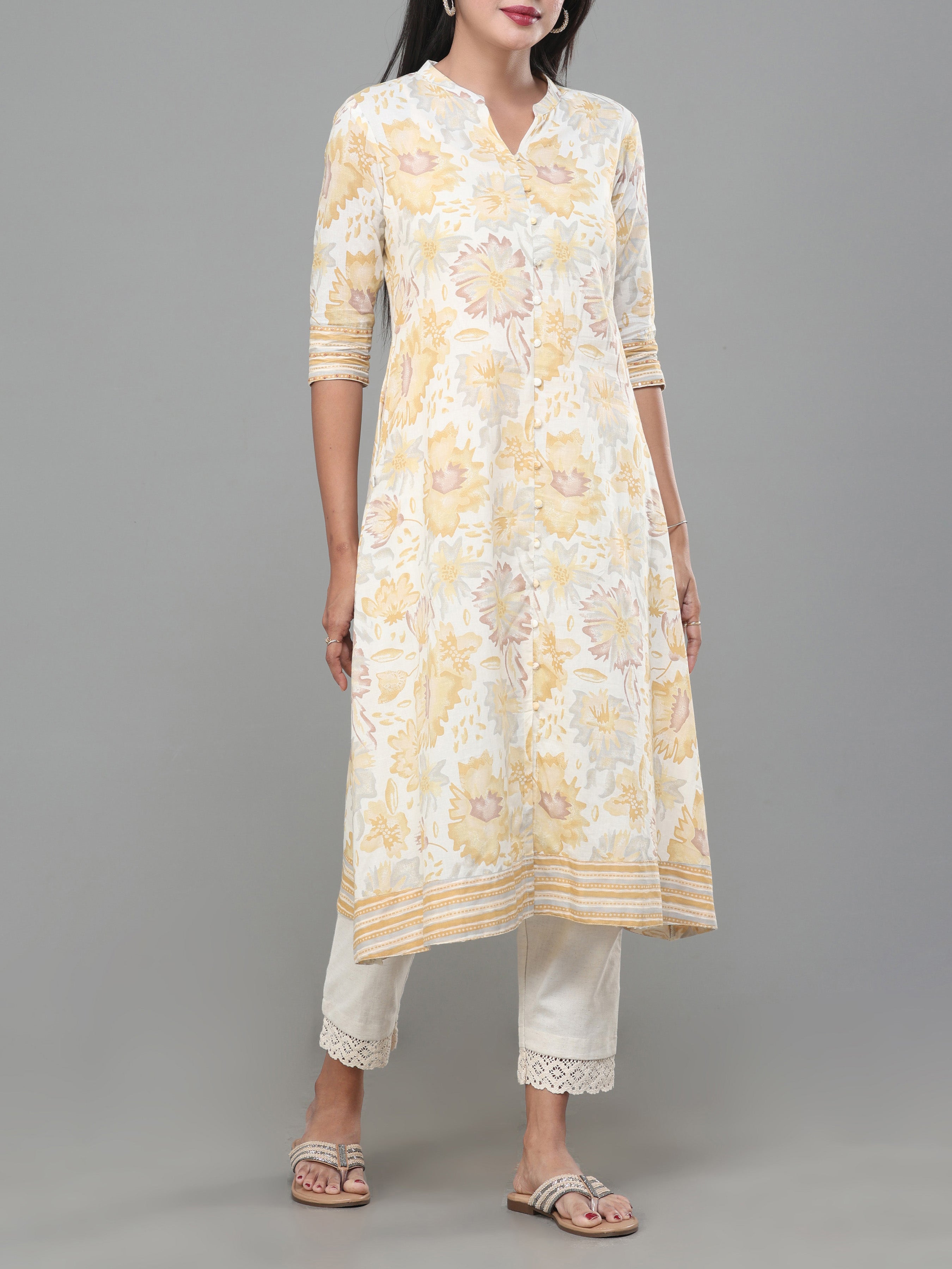 Multi Colour Pure Cotton Printed Kurti