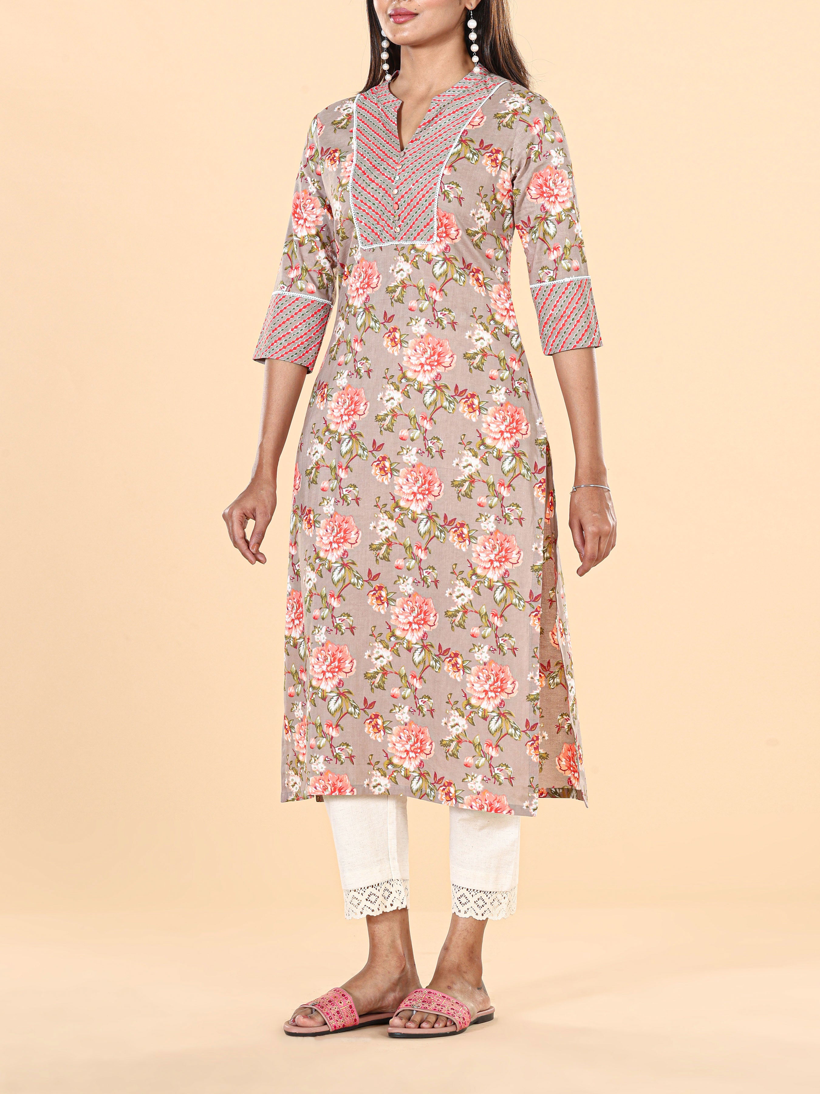 Multi Colour Pure Cotton Kurti With Print