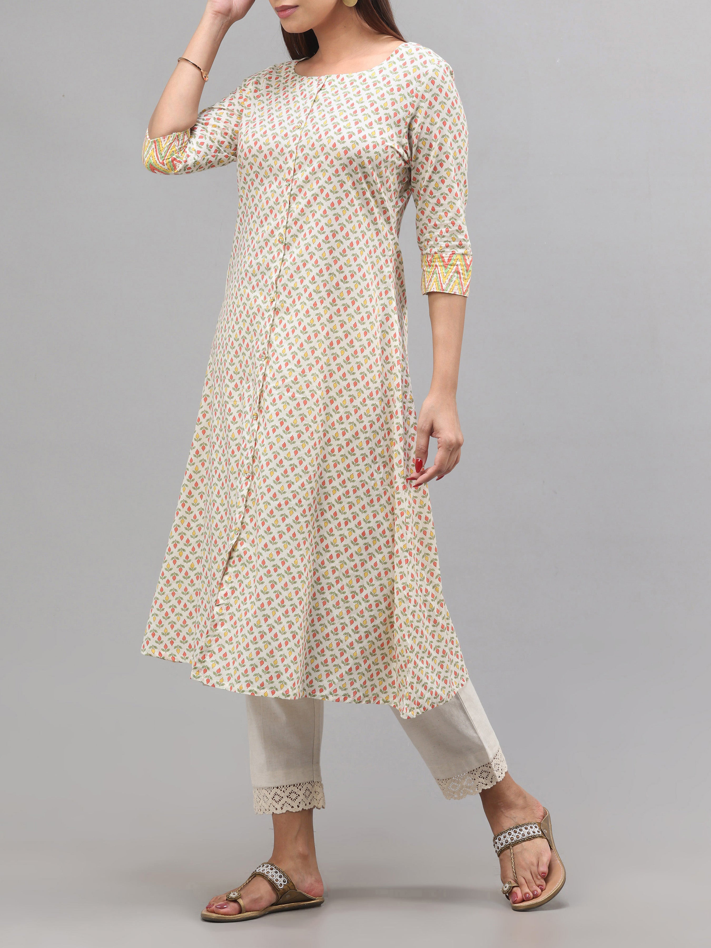 Multi Colour Pure Cotton Printed Kurti