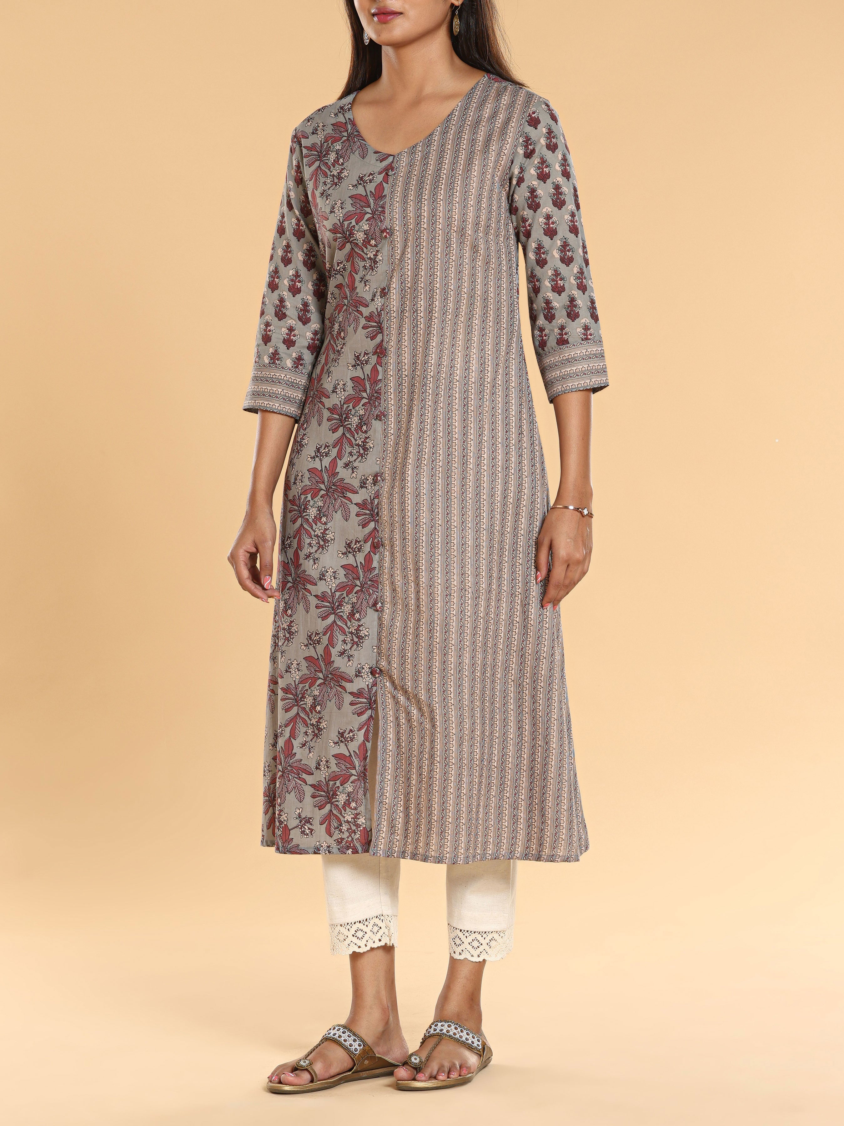 Multi Colour Pure Cotton Kurti With Print