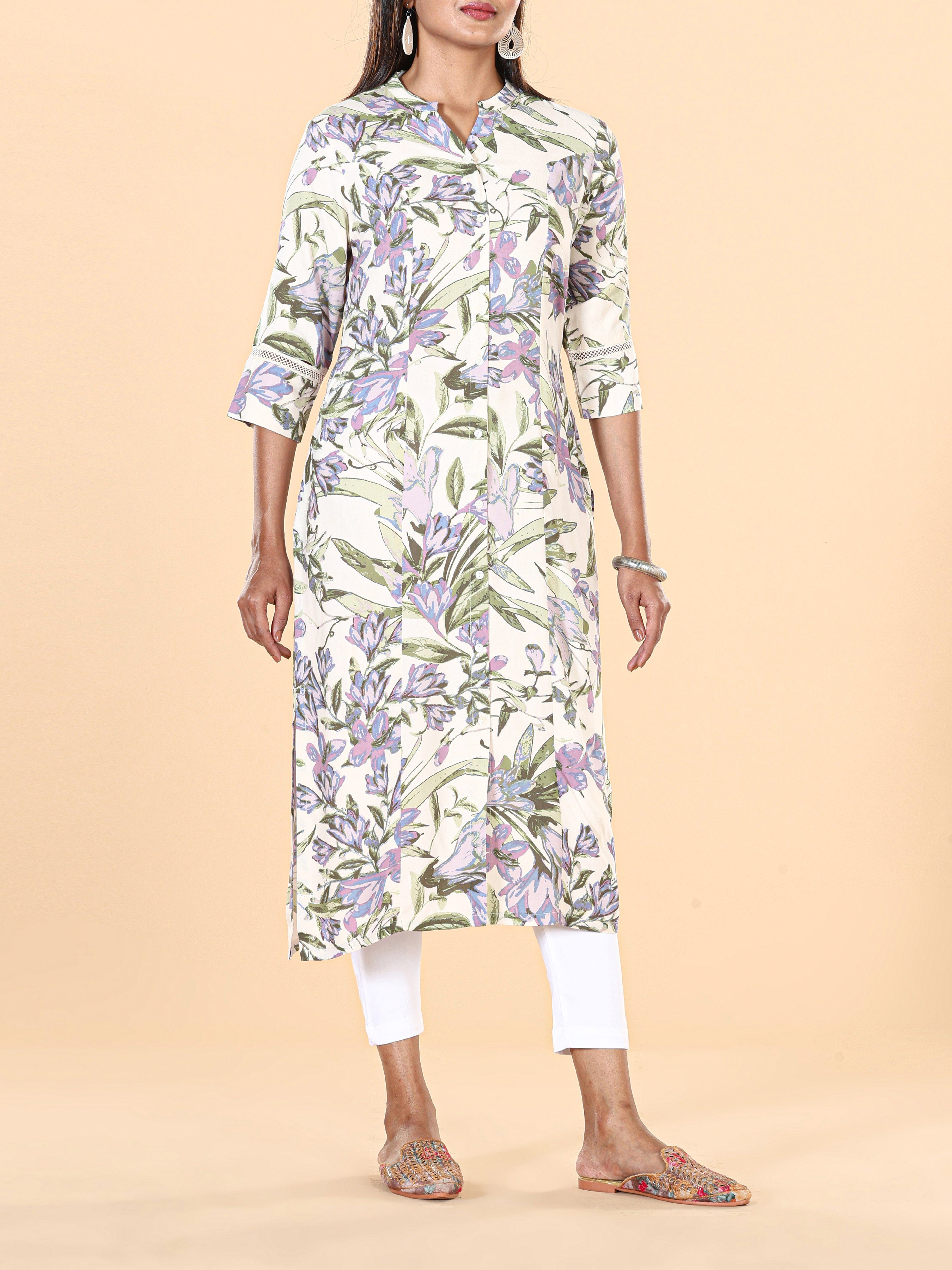 Multi-Colour Viscose Printed Kurti With Princess Cut