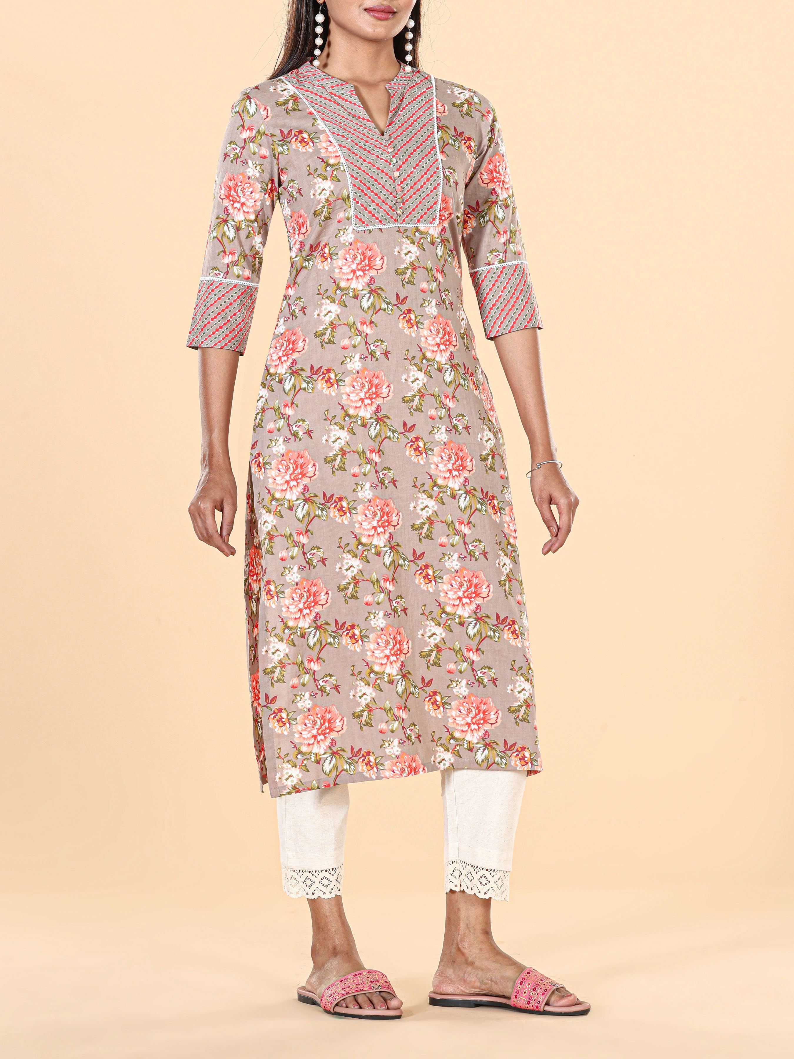 Multi Colour Pure Cotton Kurti With Print
