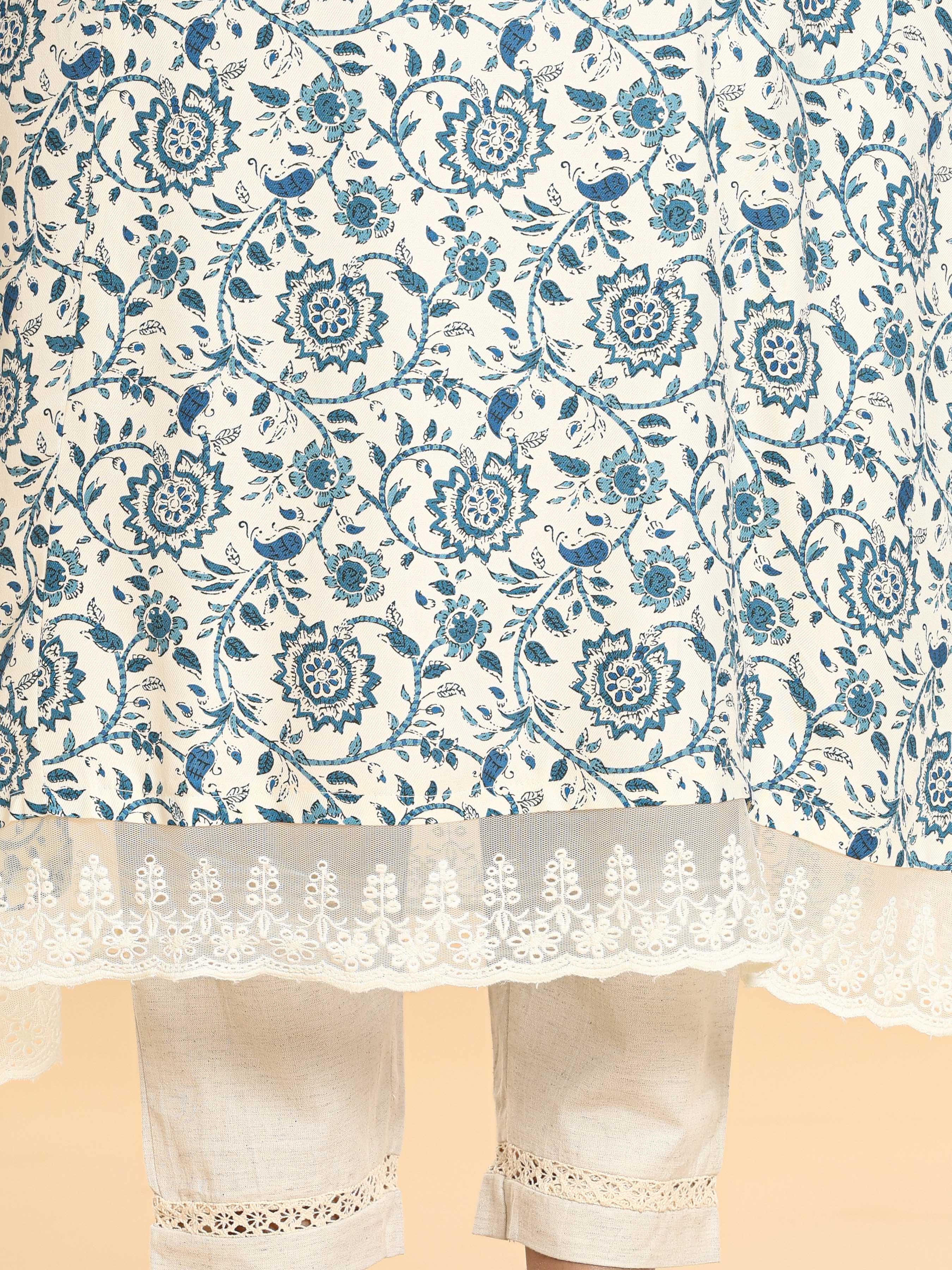 Multi Colour Viscose Twill Kurti With Print