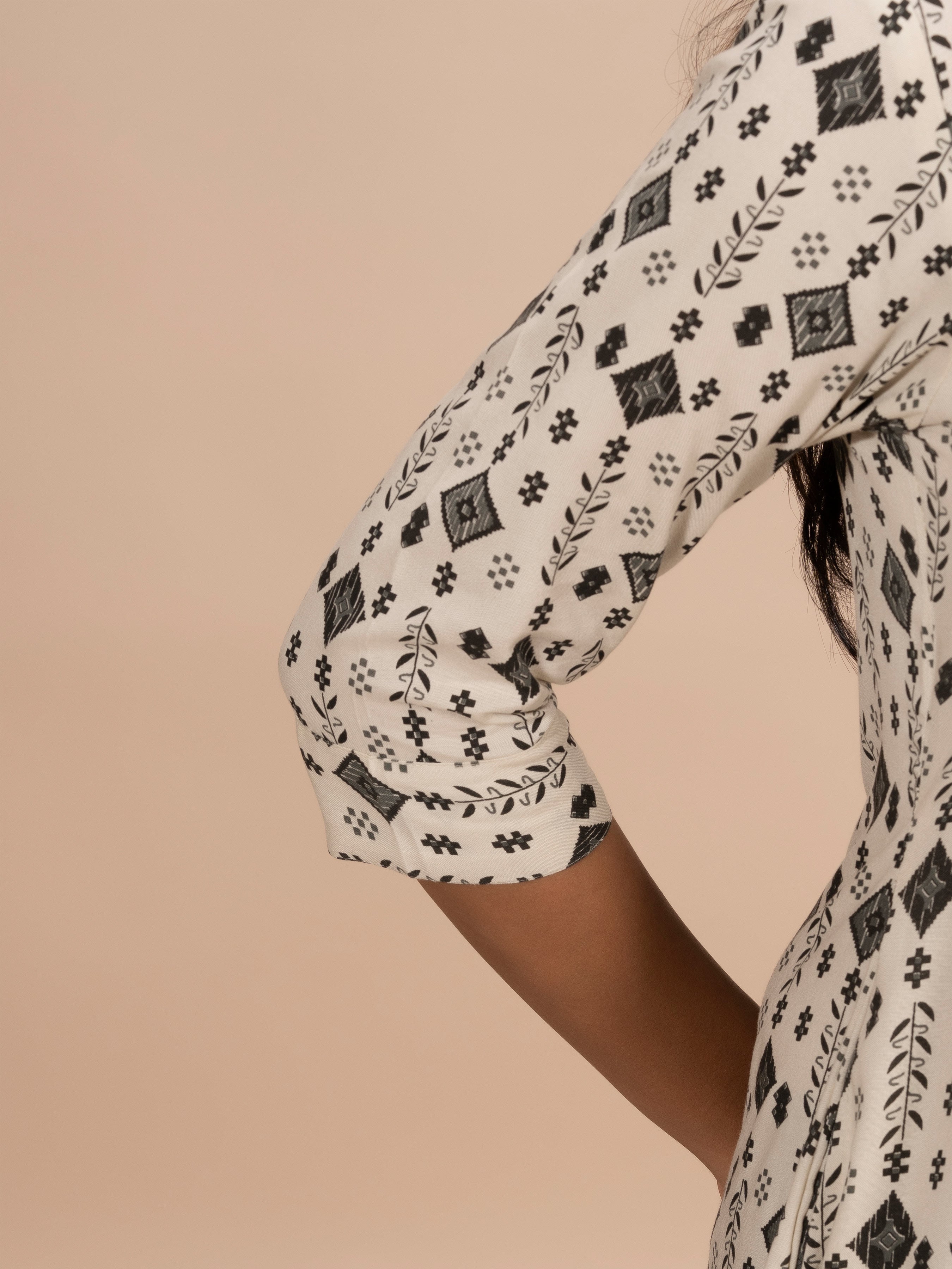 Off White Viscose Kurti With Print