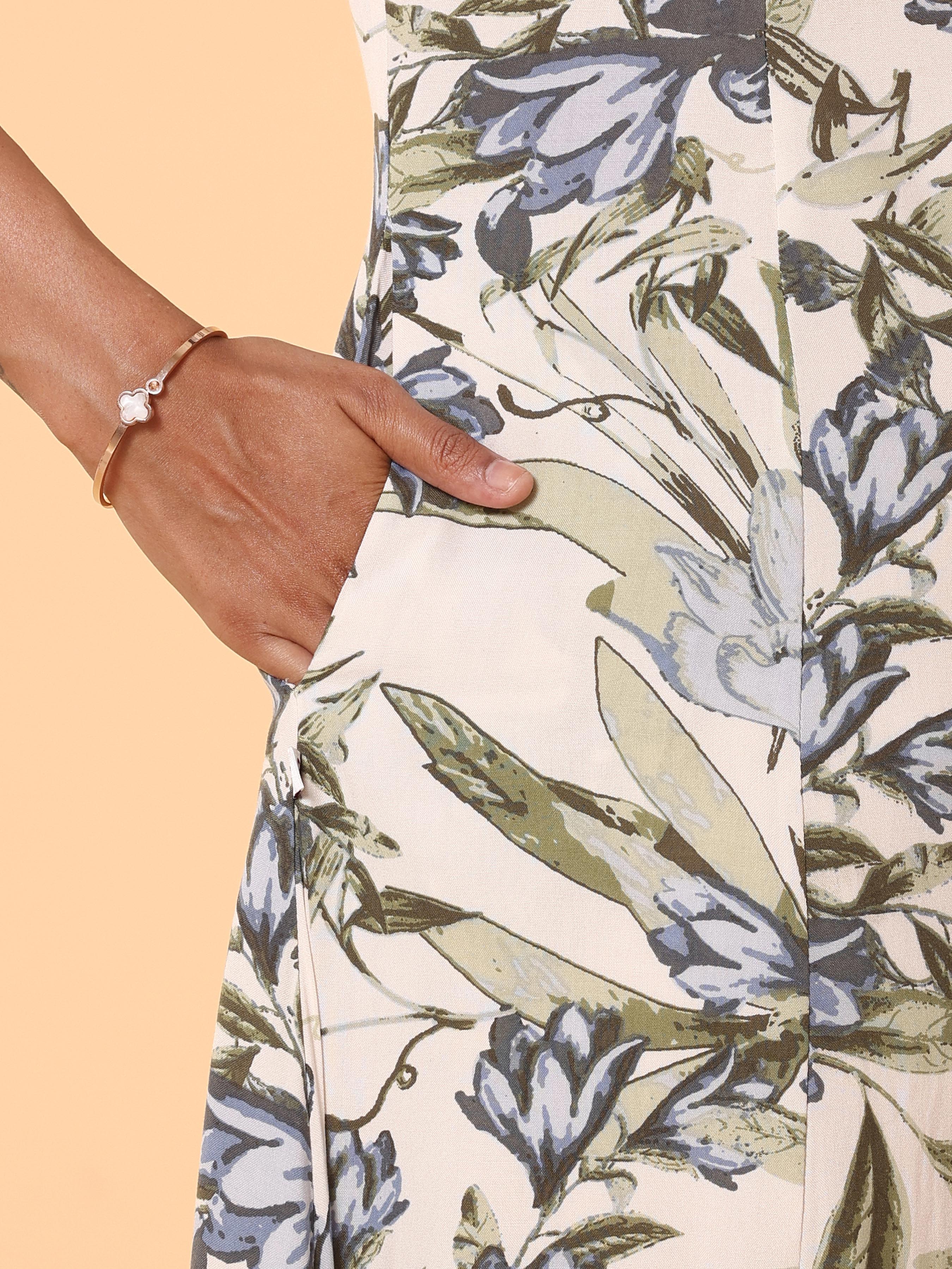 Multicolour Viscose Printed Kurti With Lace Detailing