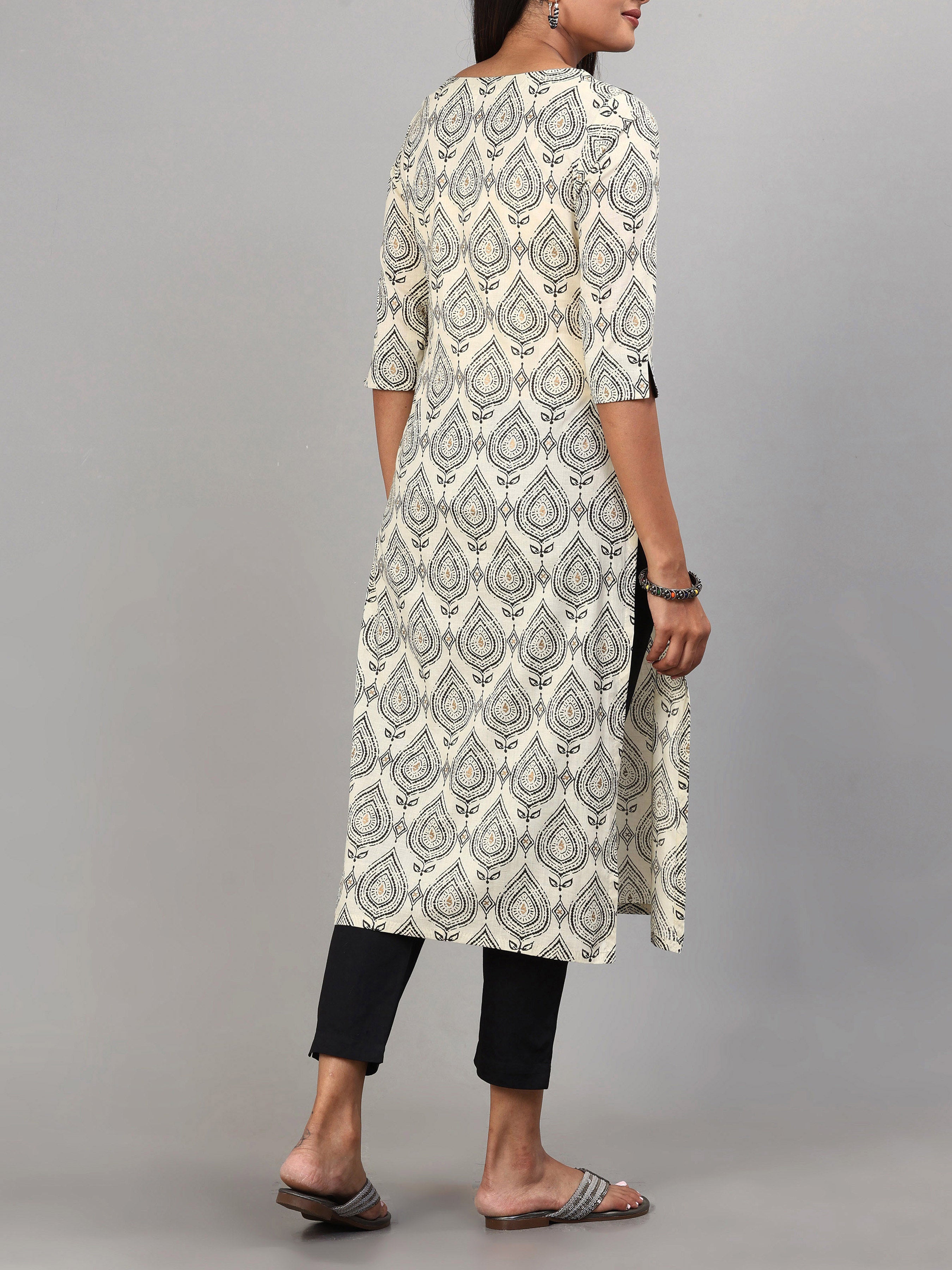 Multi Colour Pure Cotton Printed Kurti With Embroidery