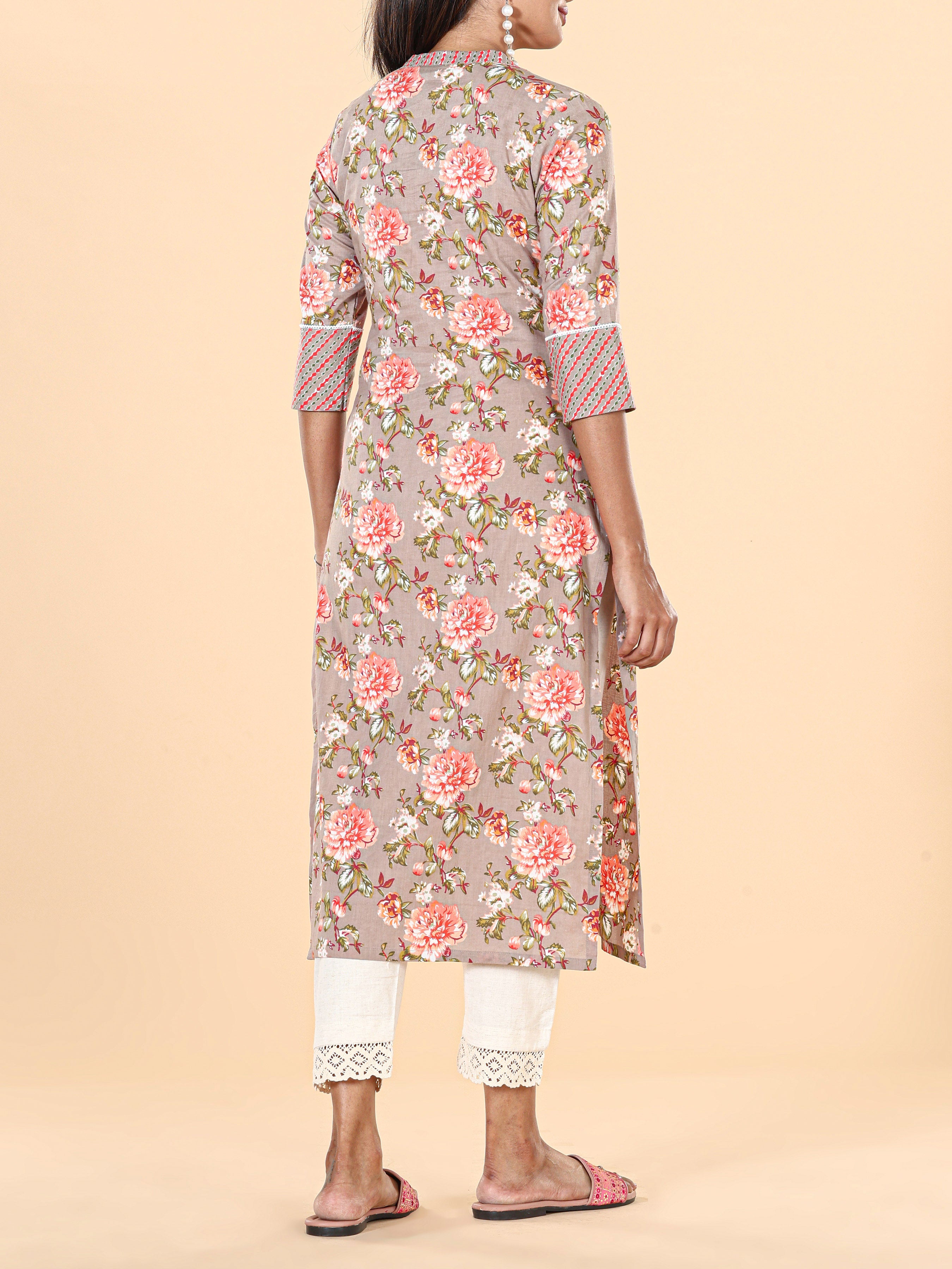 Multi Colour Pure Cotton Kurti With Print