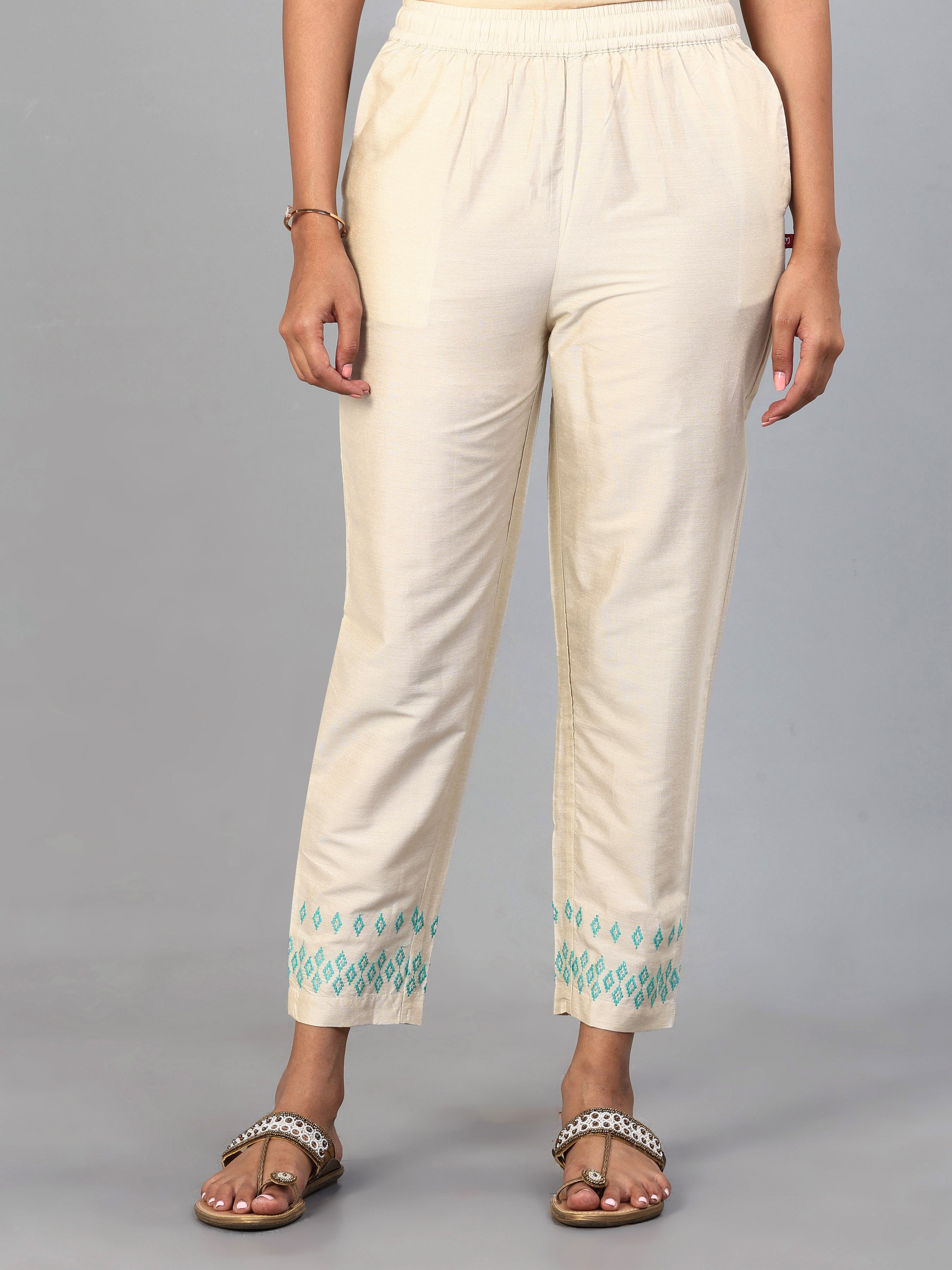 Aqua Blue Poly Viscose Kurti With Embroidery And Matching Bottom