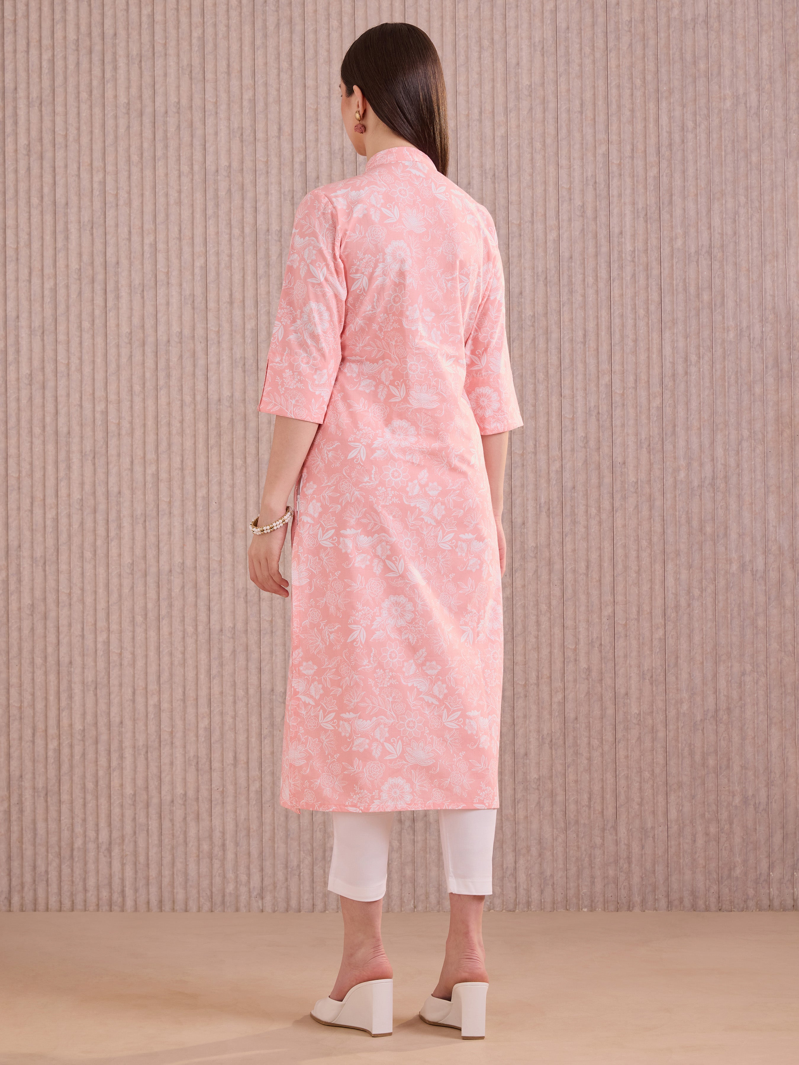 Pink Colour Pure Cotton Printed Kurti