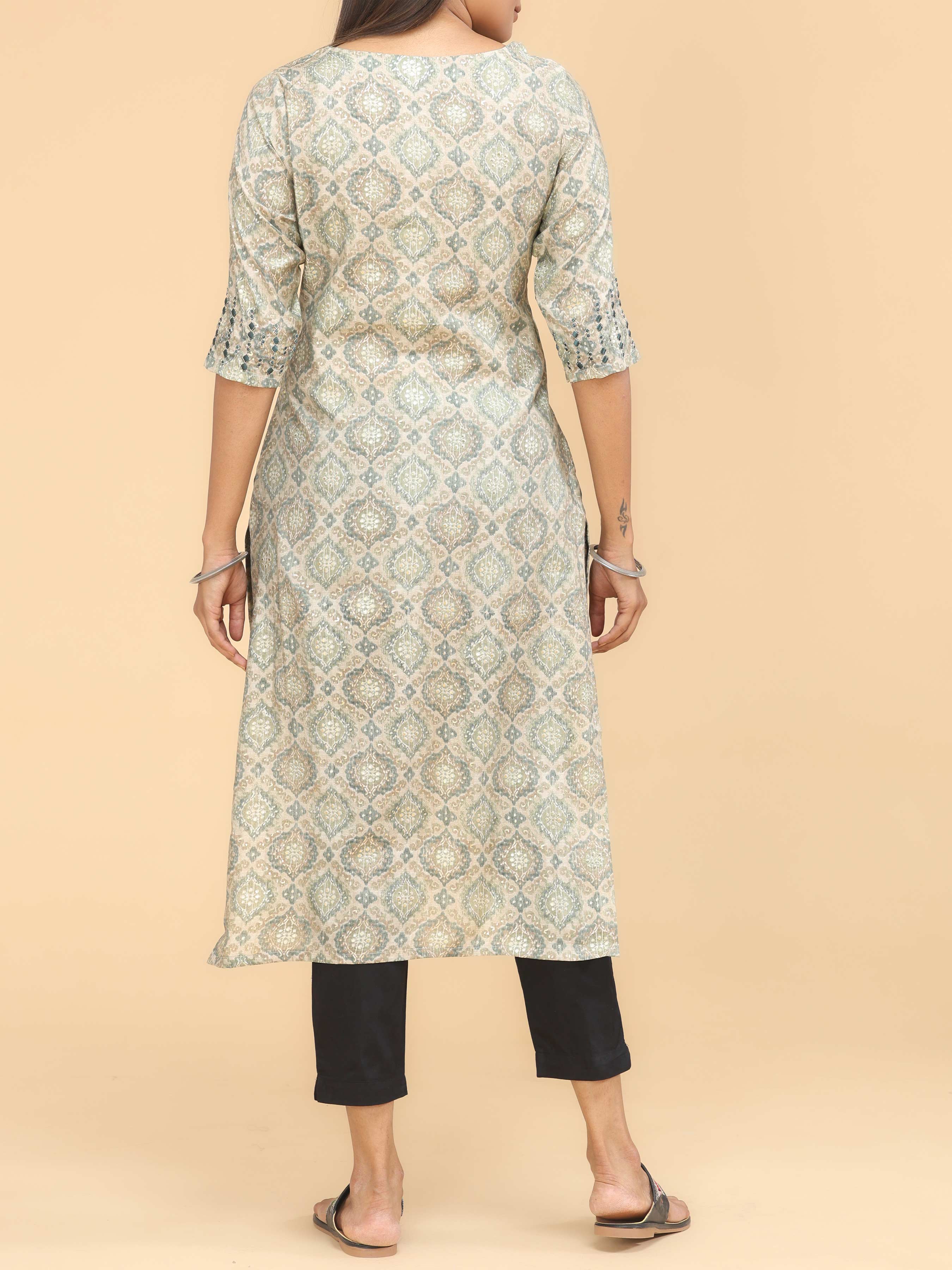 Multi Colour Modal Chanderi Printed Kurti With Embroidery