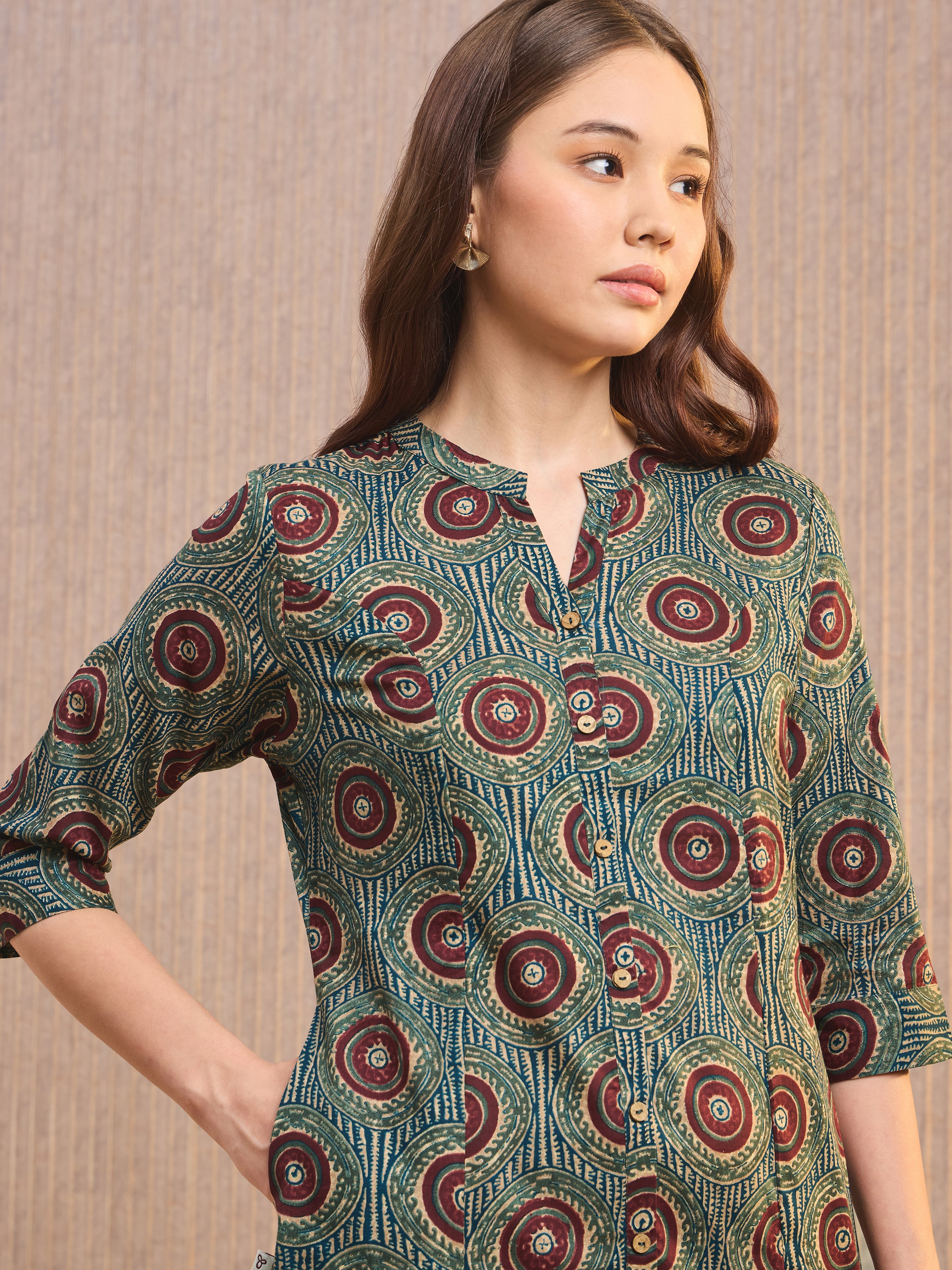 Multi Colour Pure Cotton Printed Kurti With Princess Cut