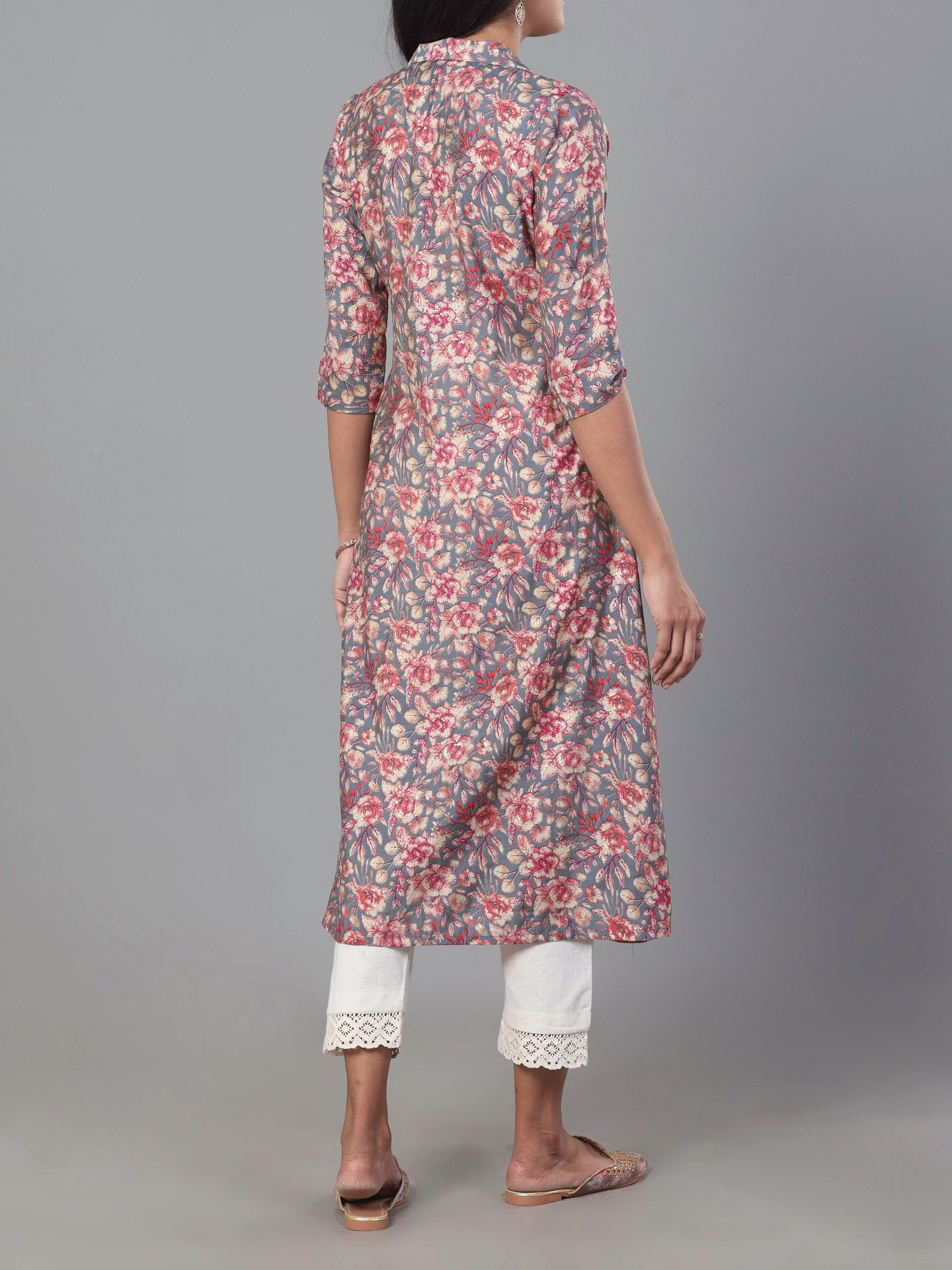 Multi-Color Modal Chanderi Printed Kurti
