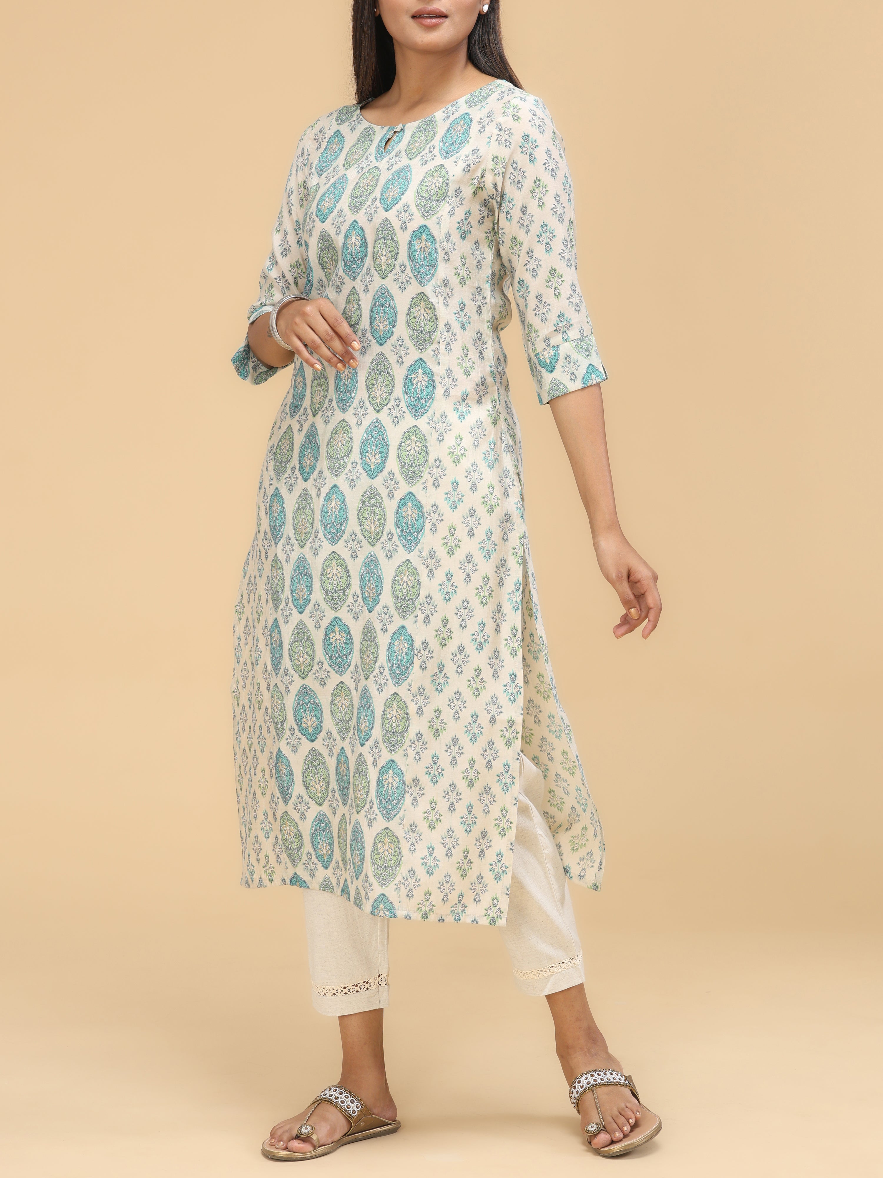 Multi Color Modal Chanderi Kurti With Print