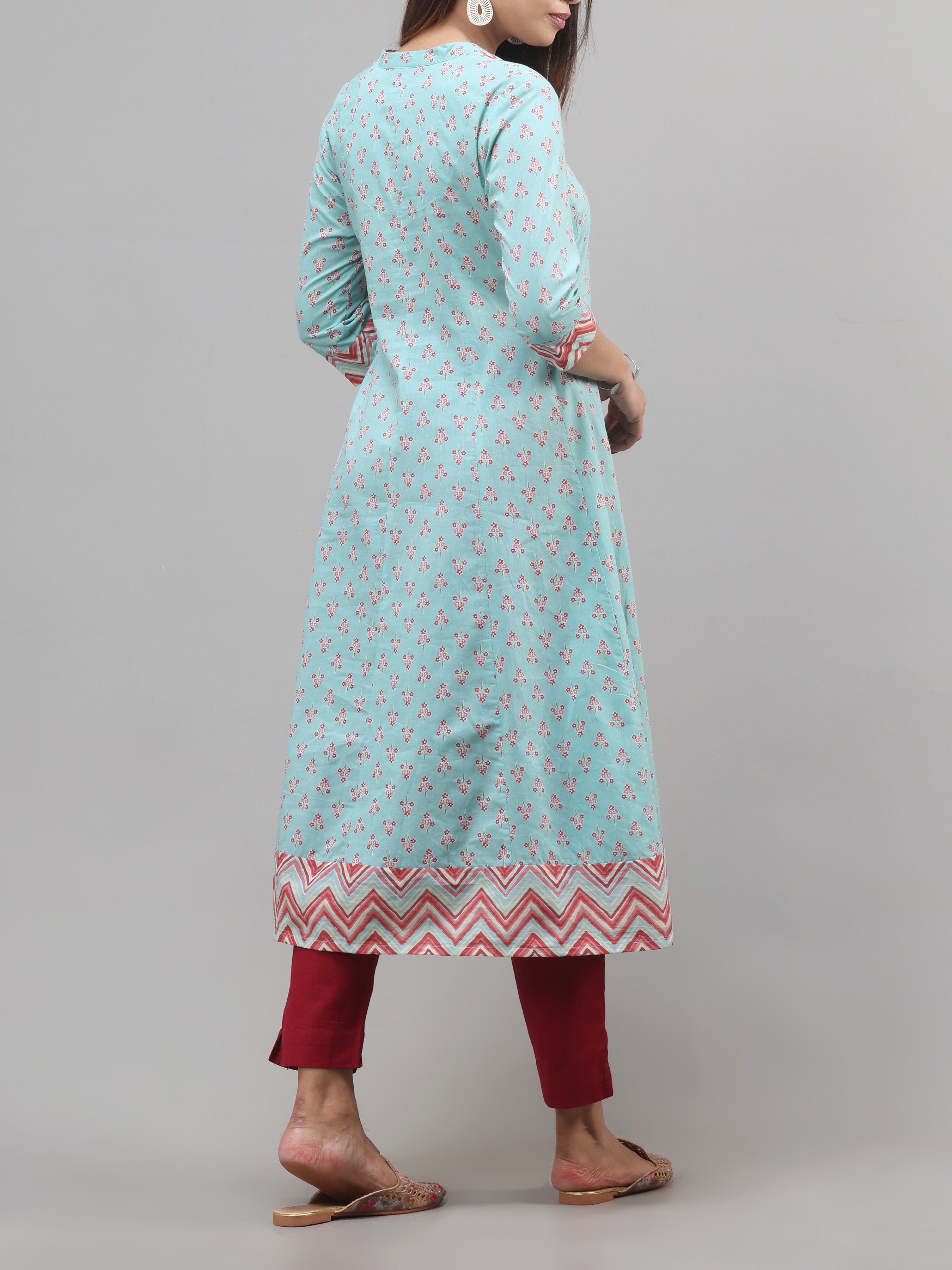 Multi Colour Pure Cotton Printed Kurti With Sequins Work