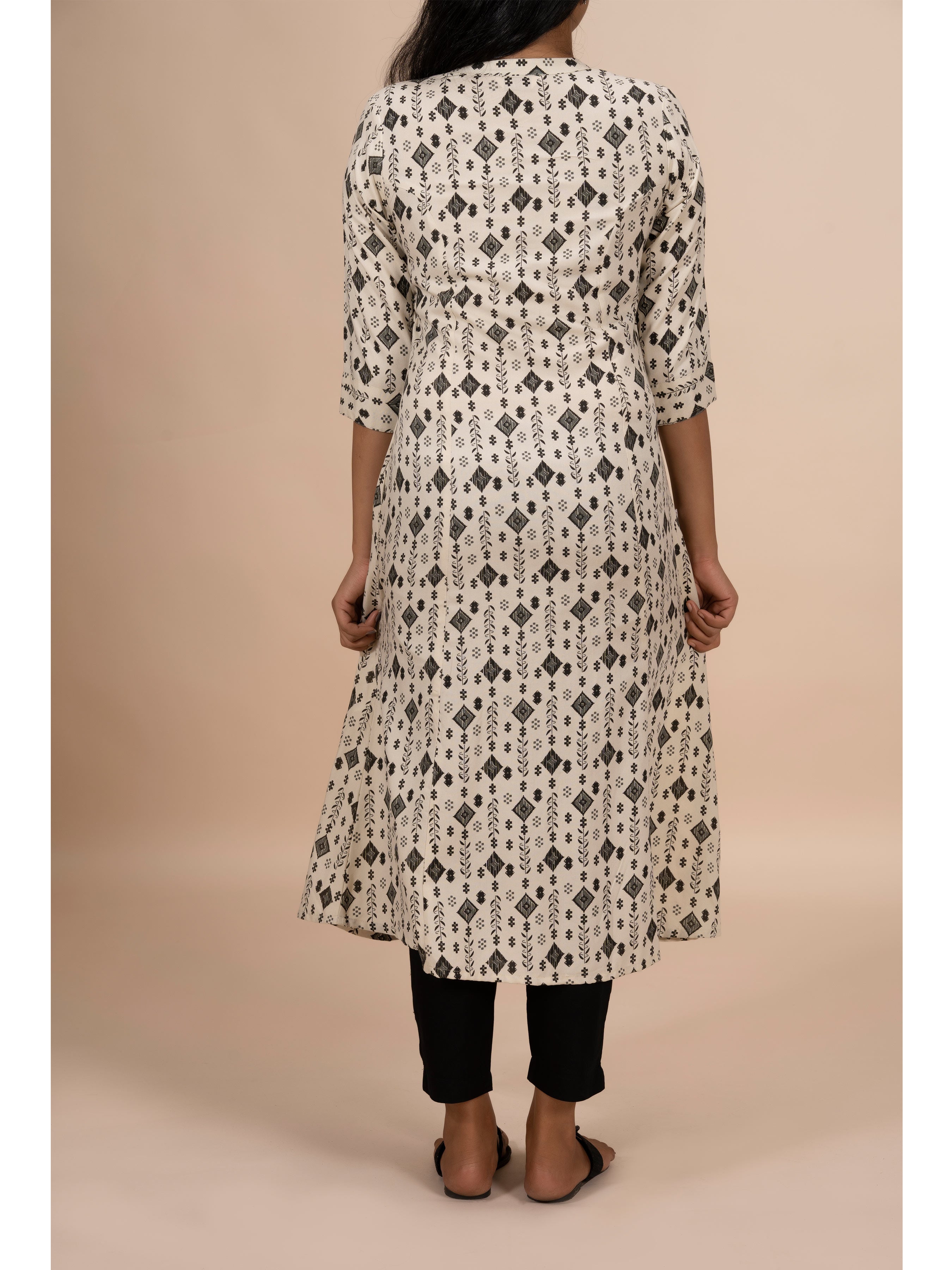 Off White Viscose Kurti With Print