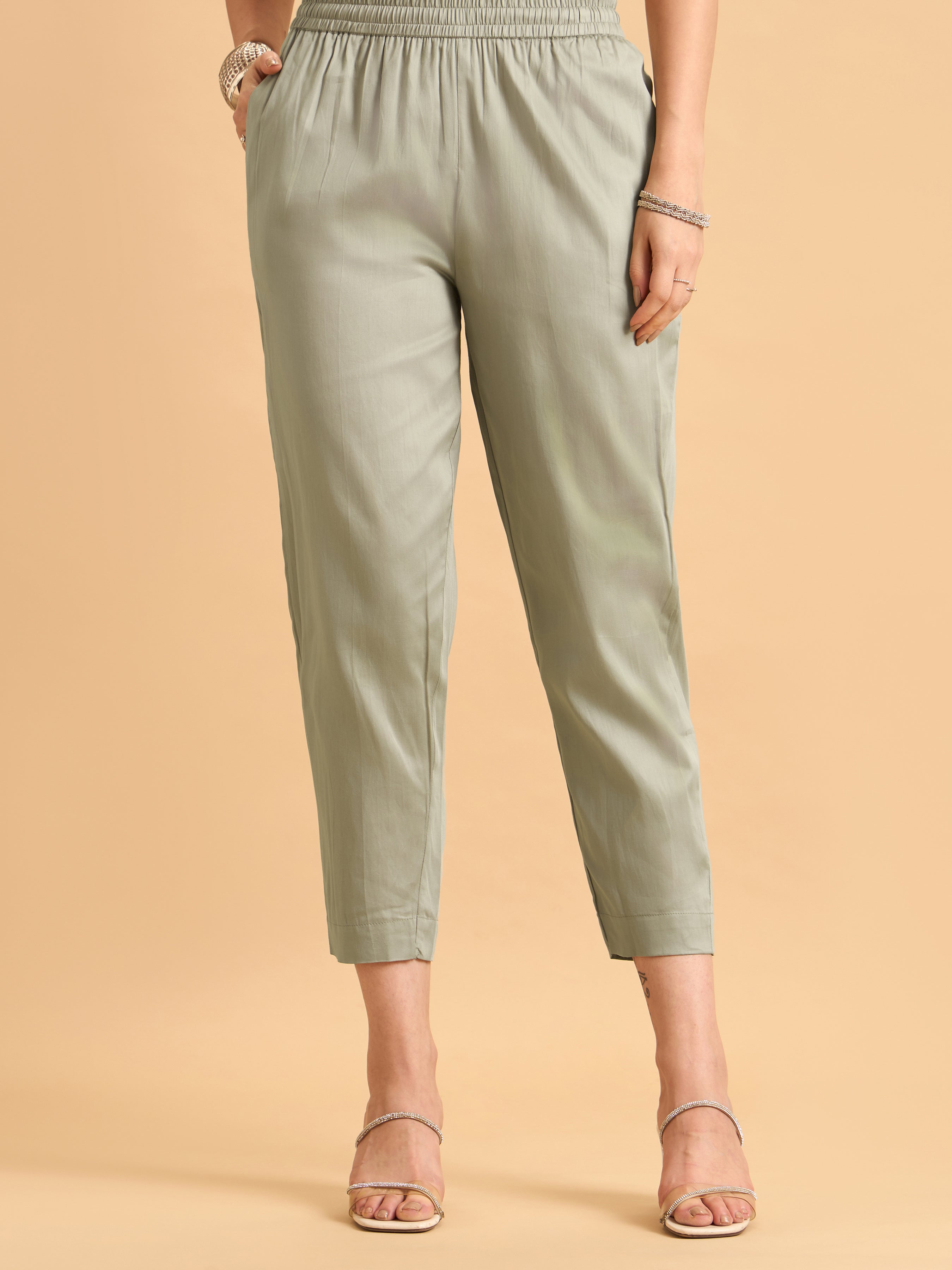 Aqua Blue Modal Satin Printed Kurti Set With Hand Work