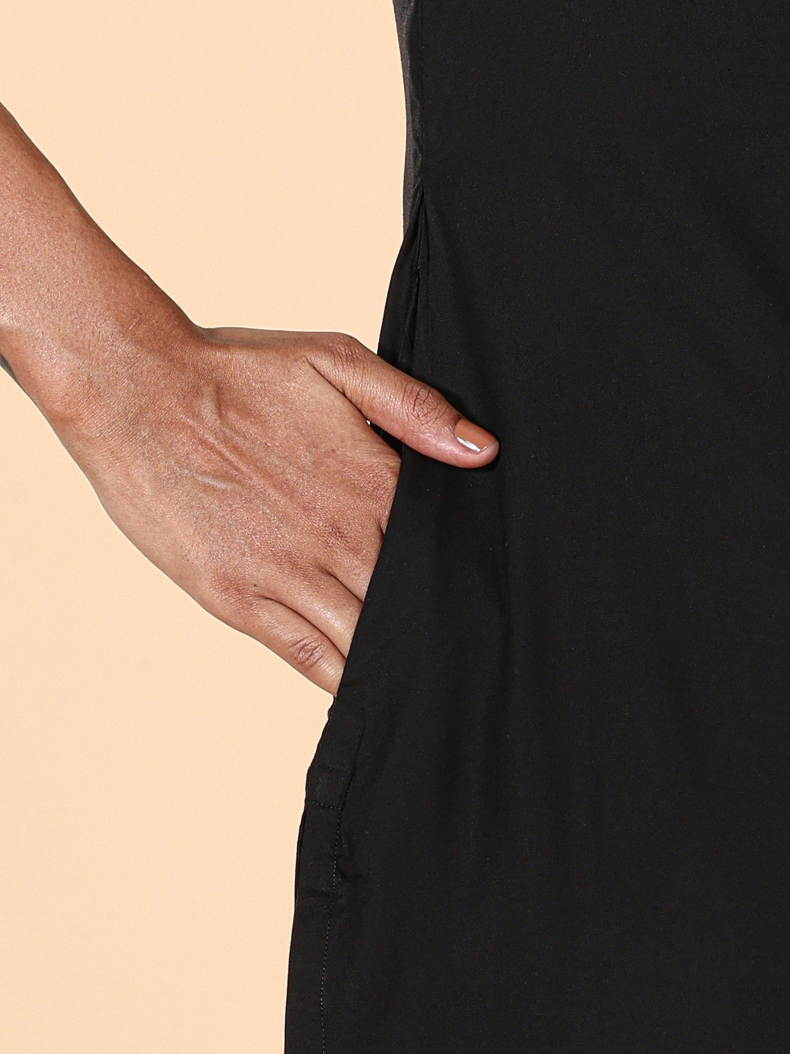 Black Viscose Kurti With Embroidery