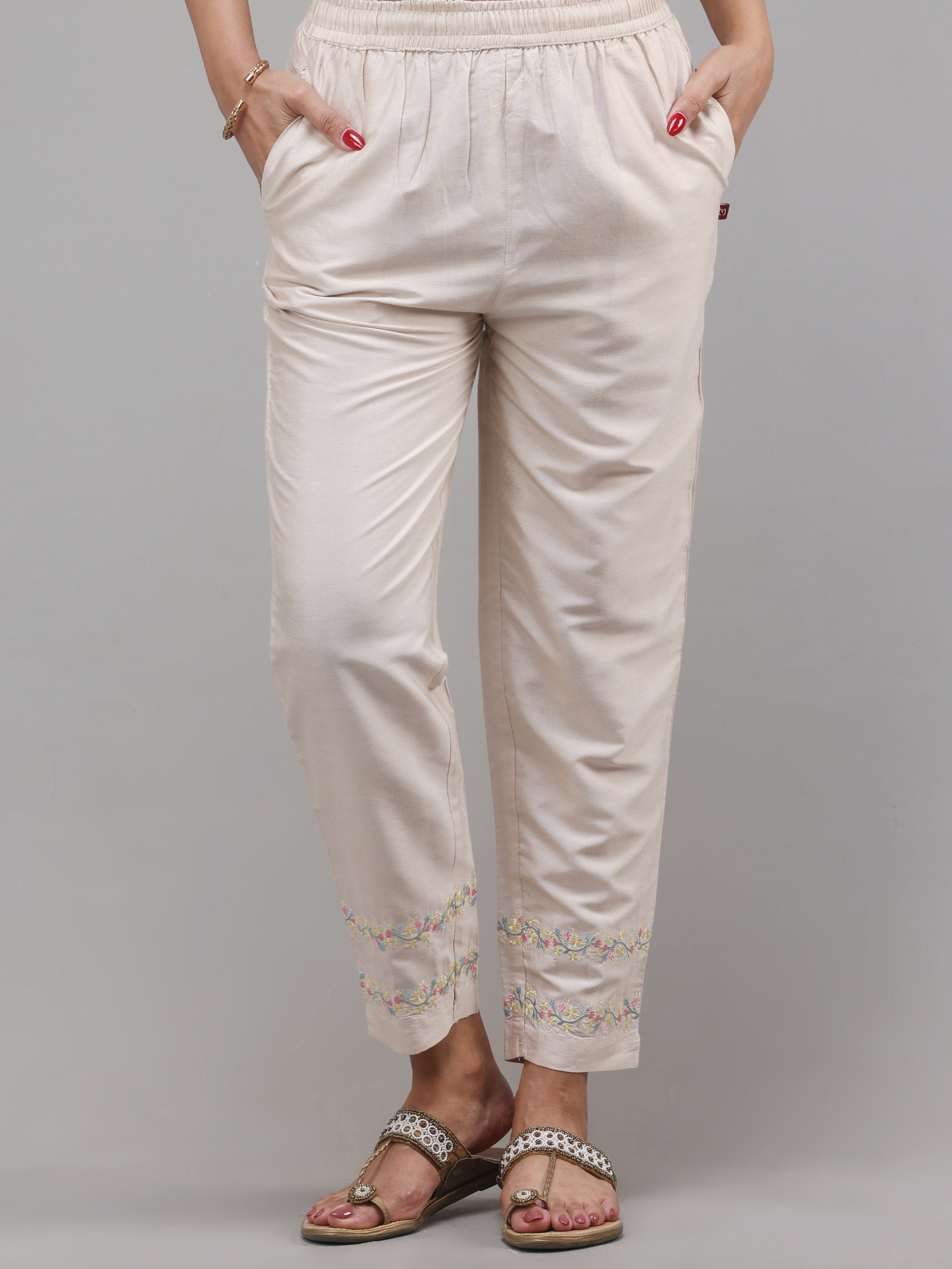 Yellow Poly Viscose Kurti With Embroidery And Matching Bottom