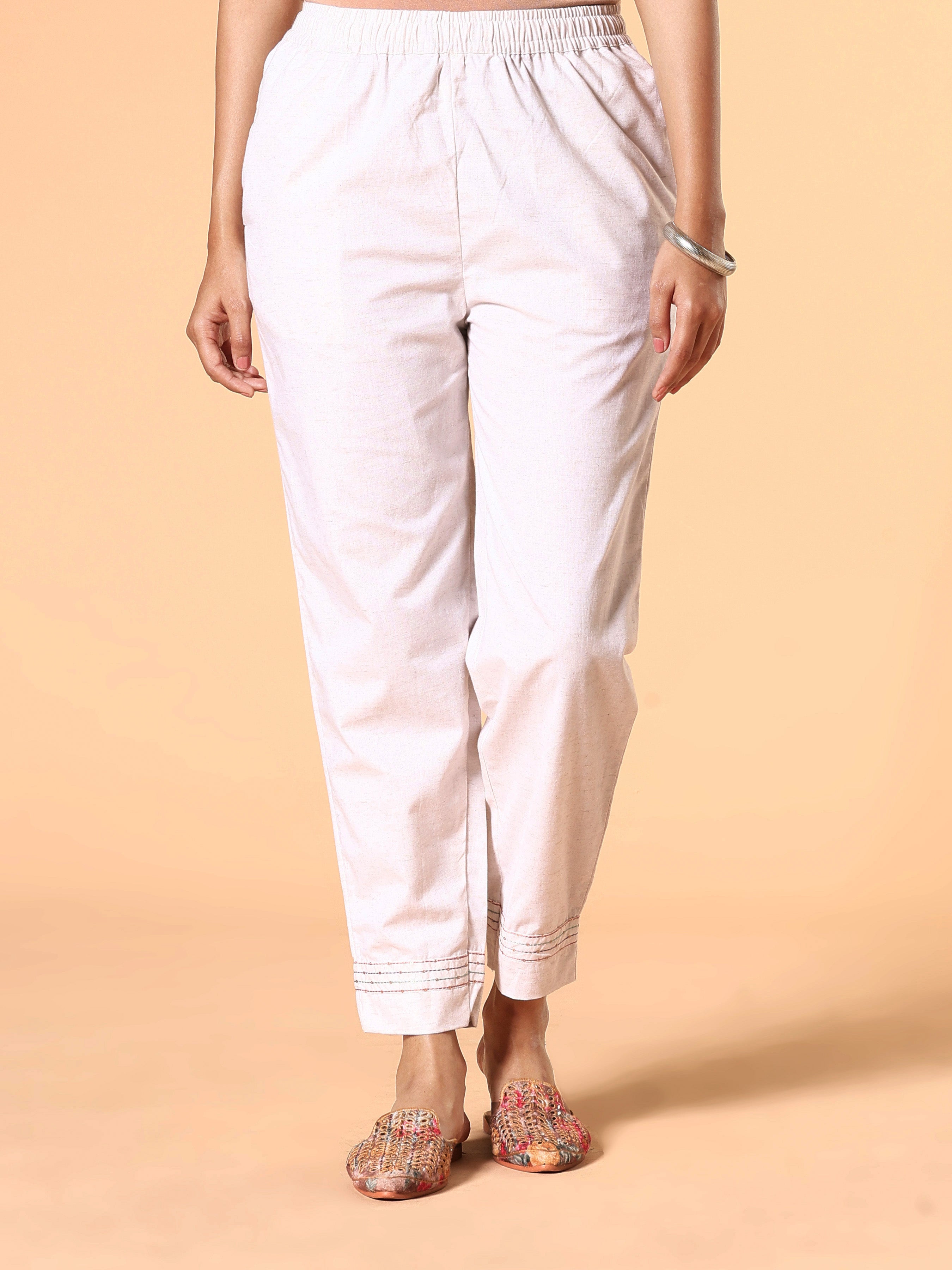 Multi-Colour Cotton Schiffli Printed Kurti With Embroidery And Matching Bottom