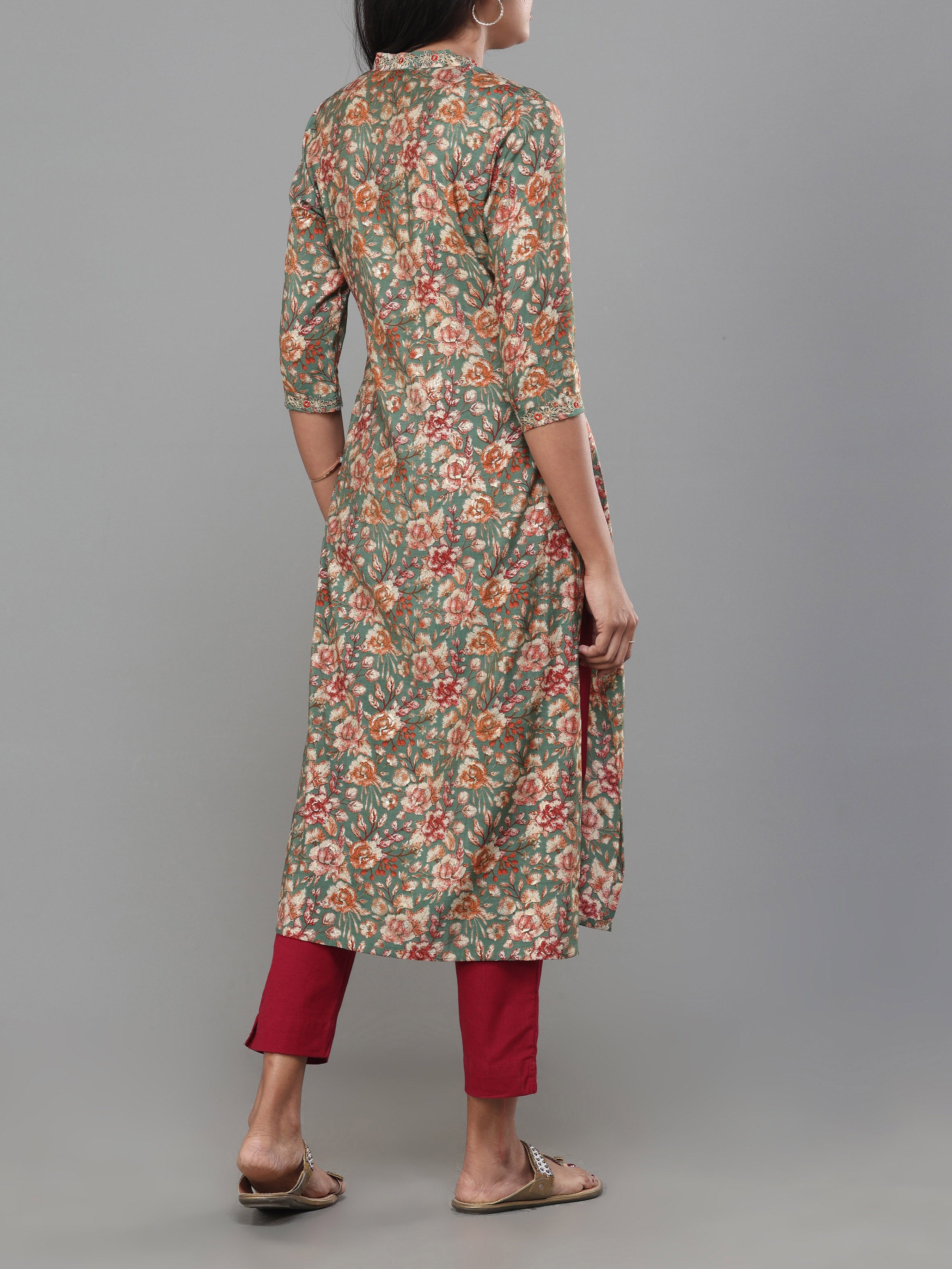 Multi Colour Modal Chanderi Printed Kurti With Embroidery