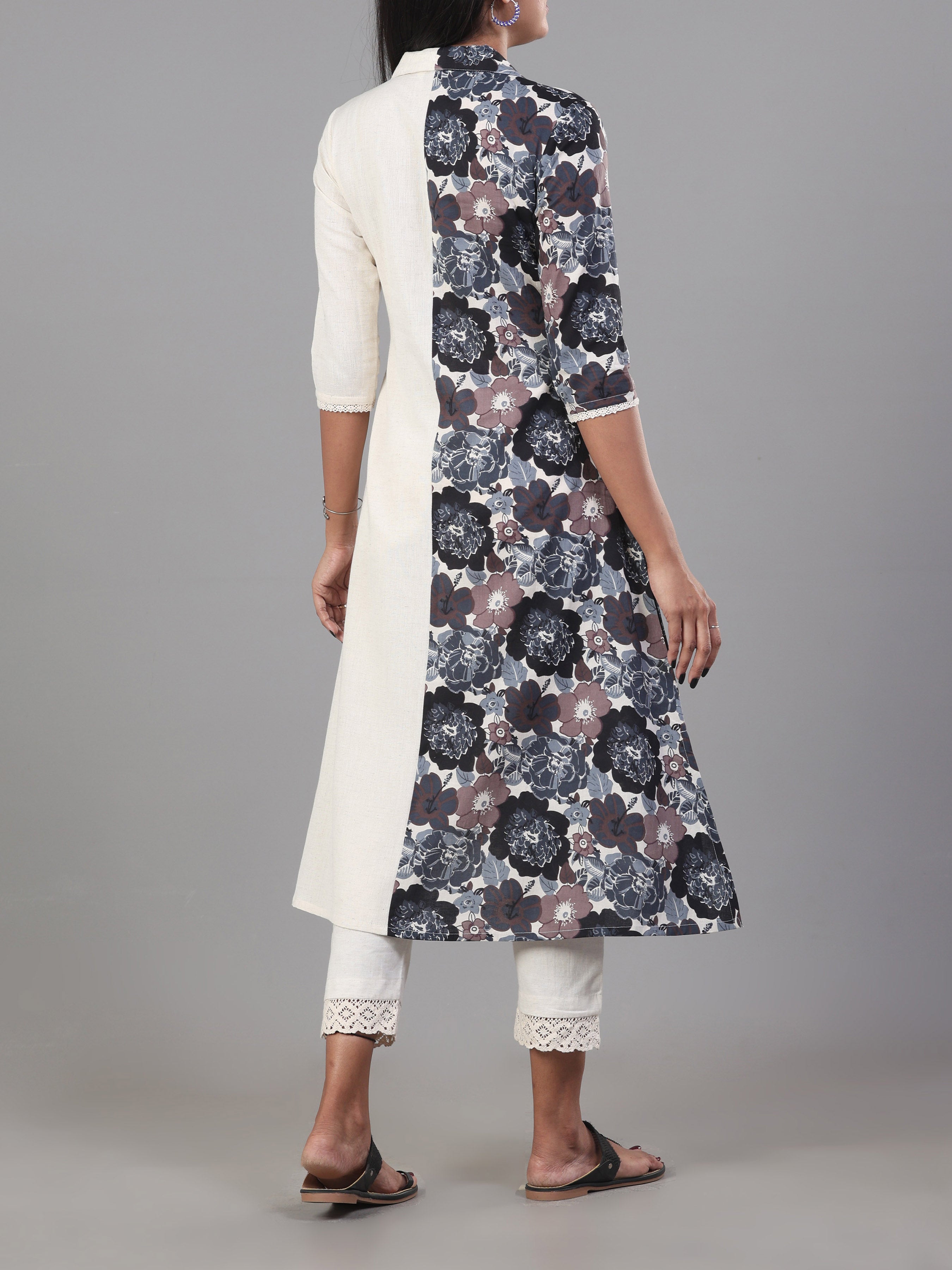 Multi Colour Pure Cotton Printed Kurti With Center Cut