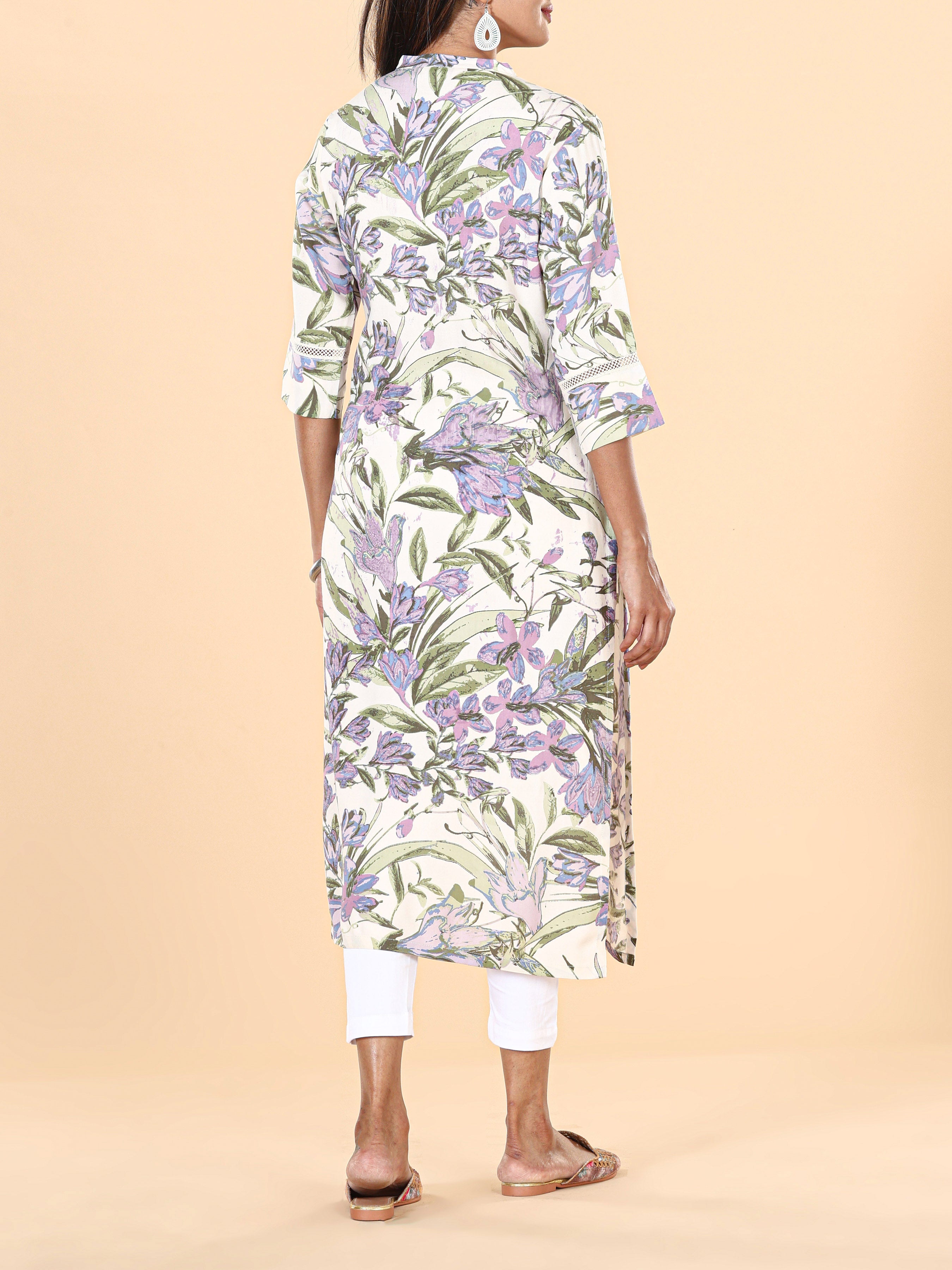 Multi-Colour Viscose Printed Kurti With Princess Cut