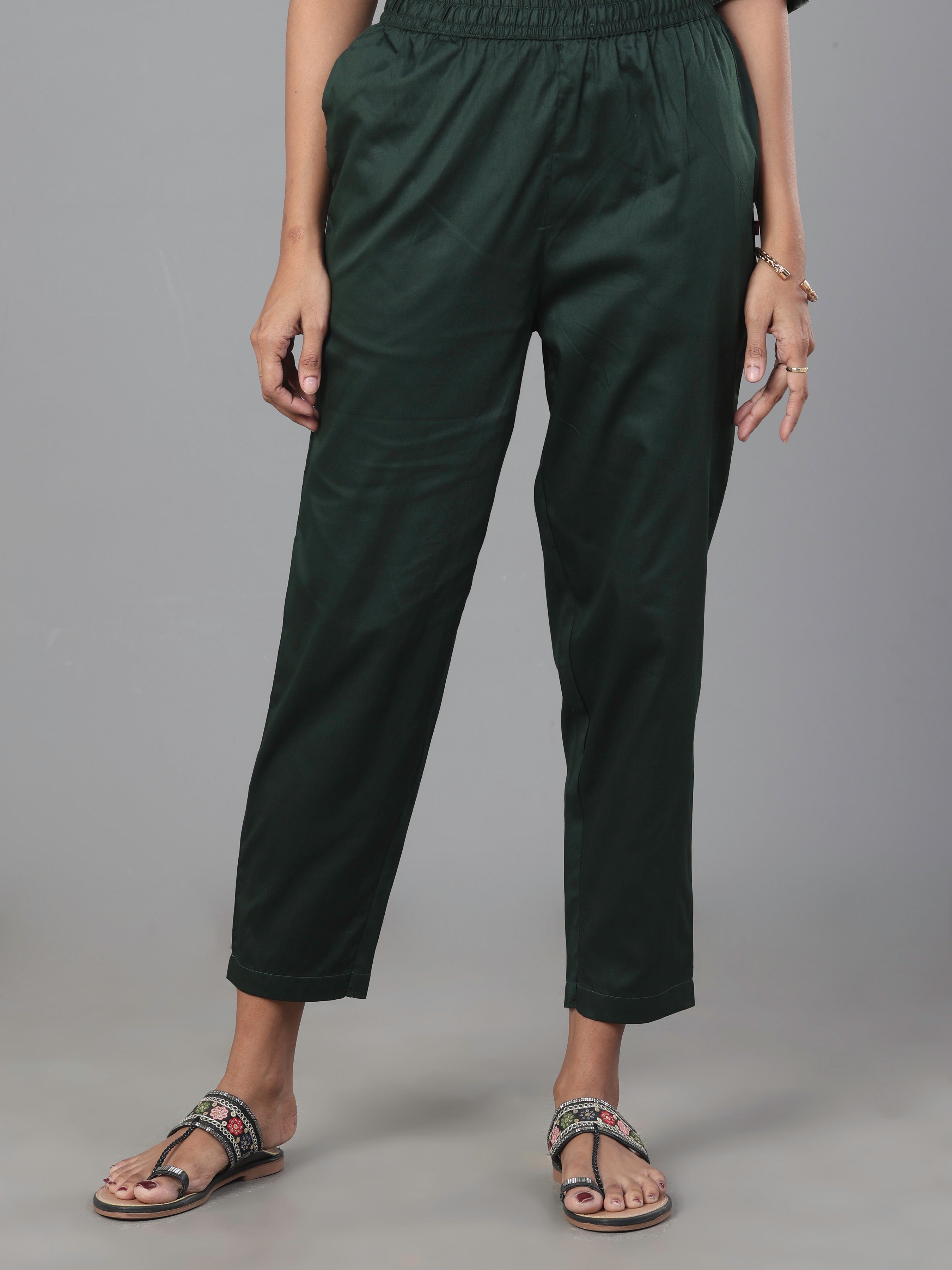 Sage Green Organza Satin Kurti With Embroidery And Matching Bottom