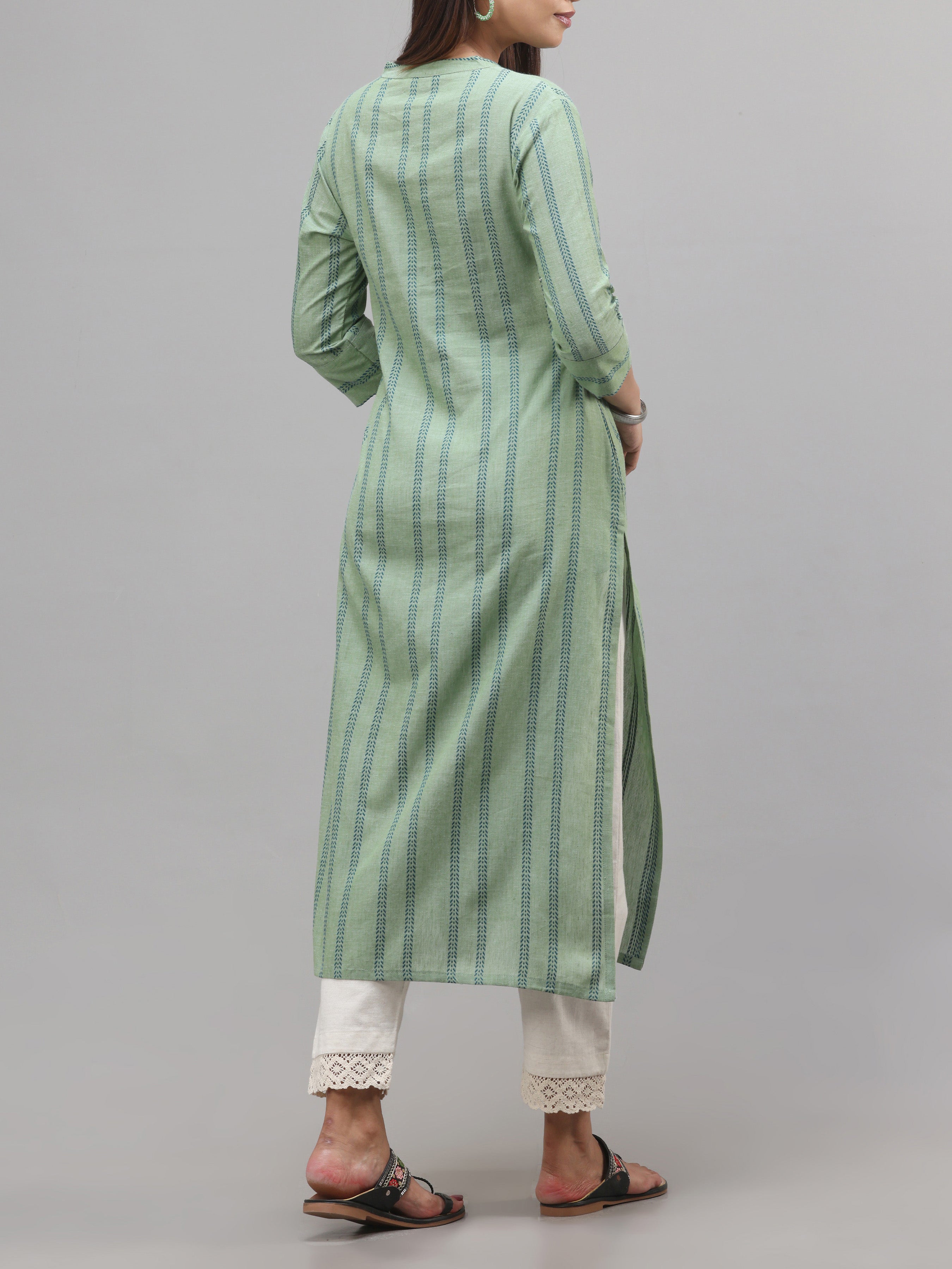 Sage Green Cotton Dobby Plain Kurti