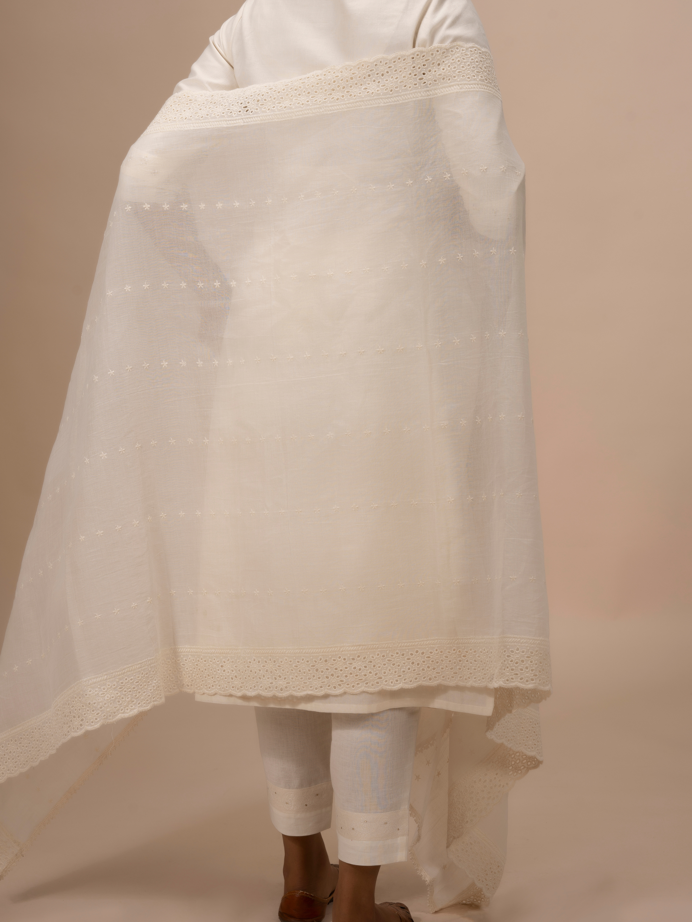 Off White Pure Cotton Kurti With Embroidery