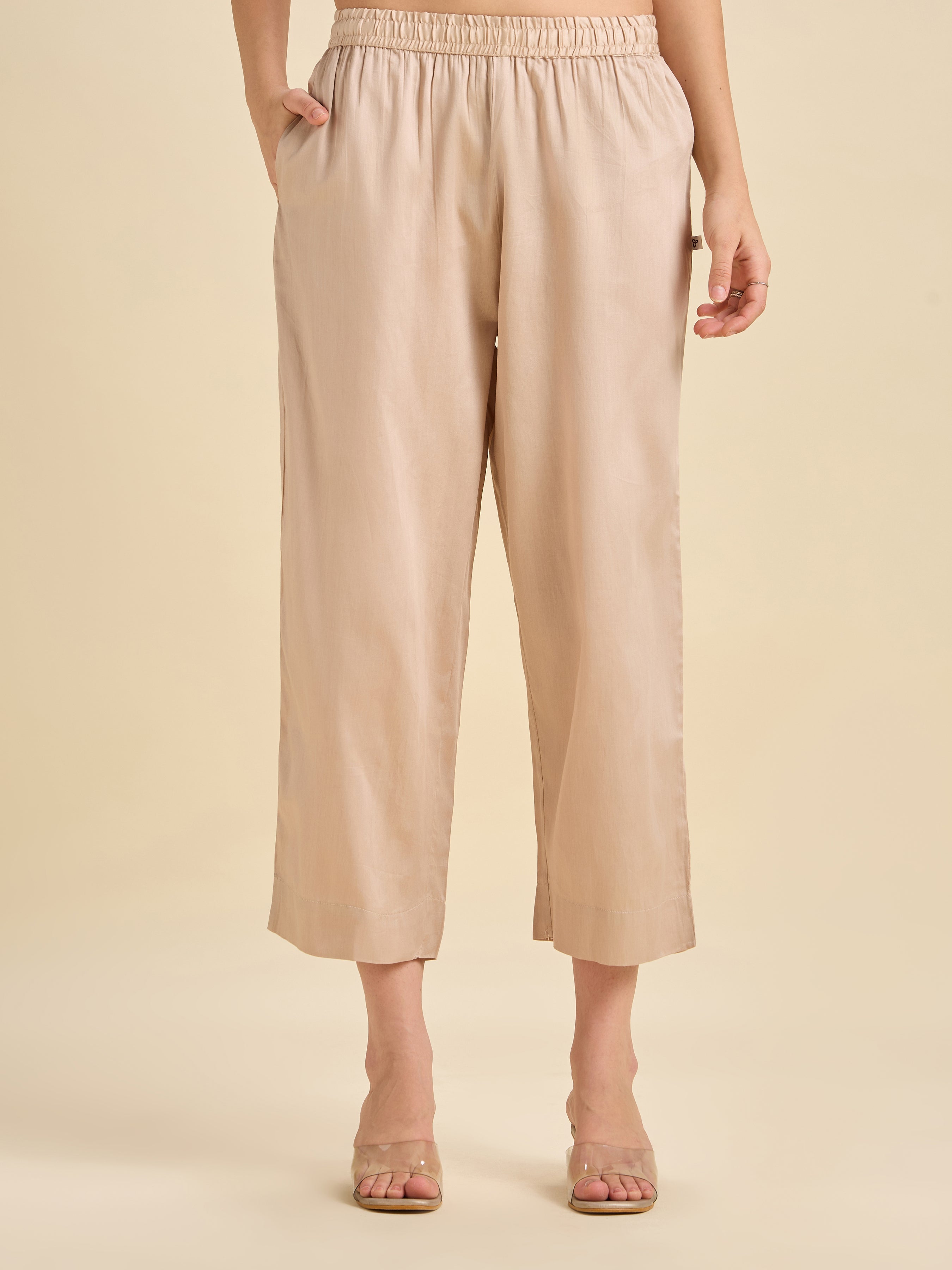 Ivory Multi Colour Modal Satin Printed Kurti With Embroidery